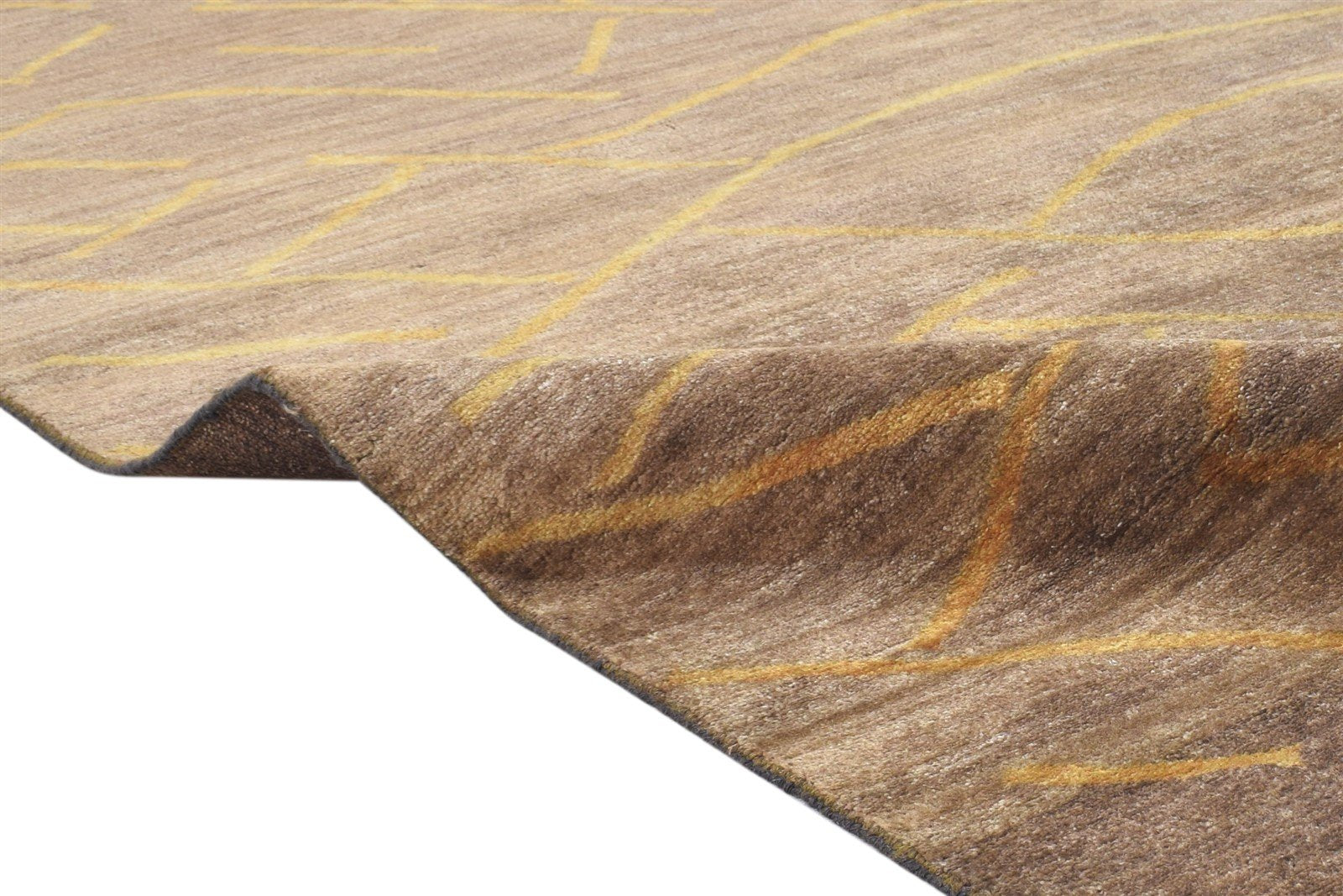 Aura Hand Knotted Brown Wool Rug 6' X 8' Modern American Abstract 7865206833301