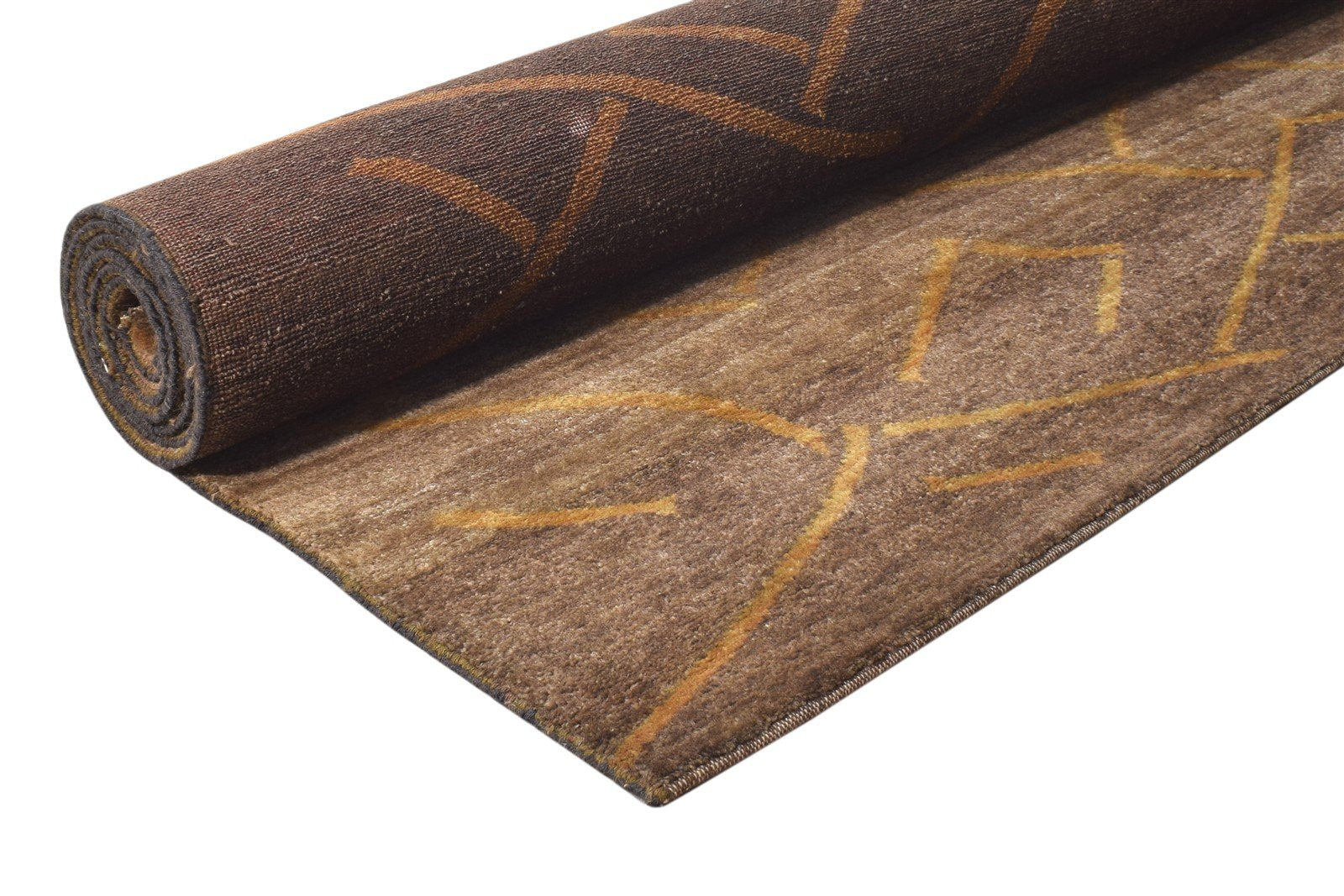 Aura Hand Knotted Brown Wool Rug 6' X 8' Modern American Abstract 7865206833301