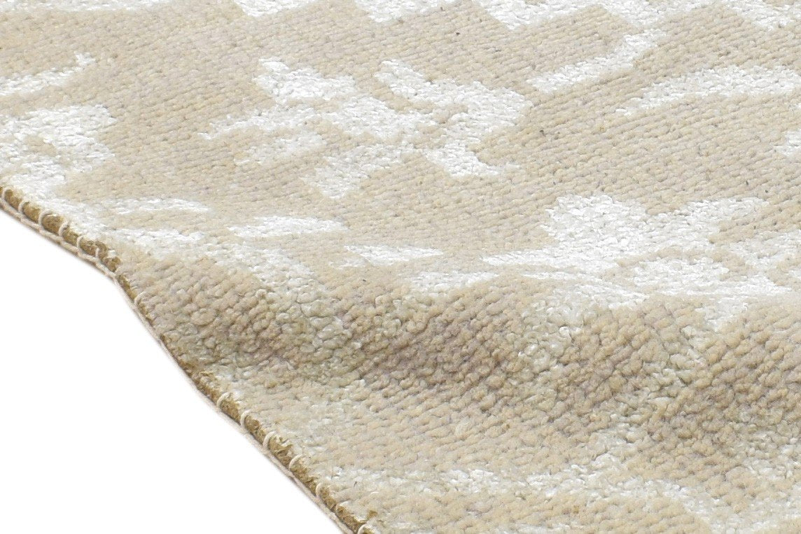Hand Knotted Brown Wool / Silk Rug 2' X 2' Modern Moroccan Floral Small Carpet 7864131158165