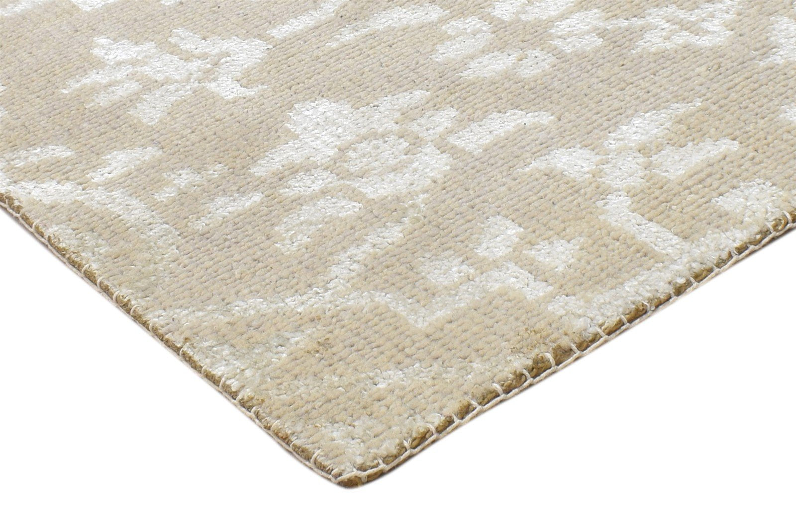 Hand Knotted Brown Wool / Silk Rug 2' X 2' Modern Moroccan Floral Small Carpet 7864131158165
