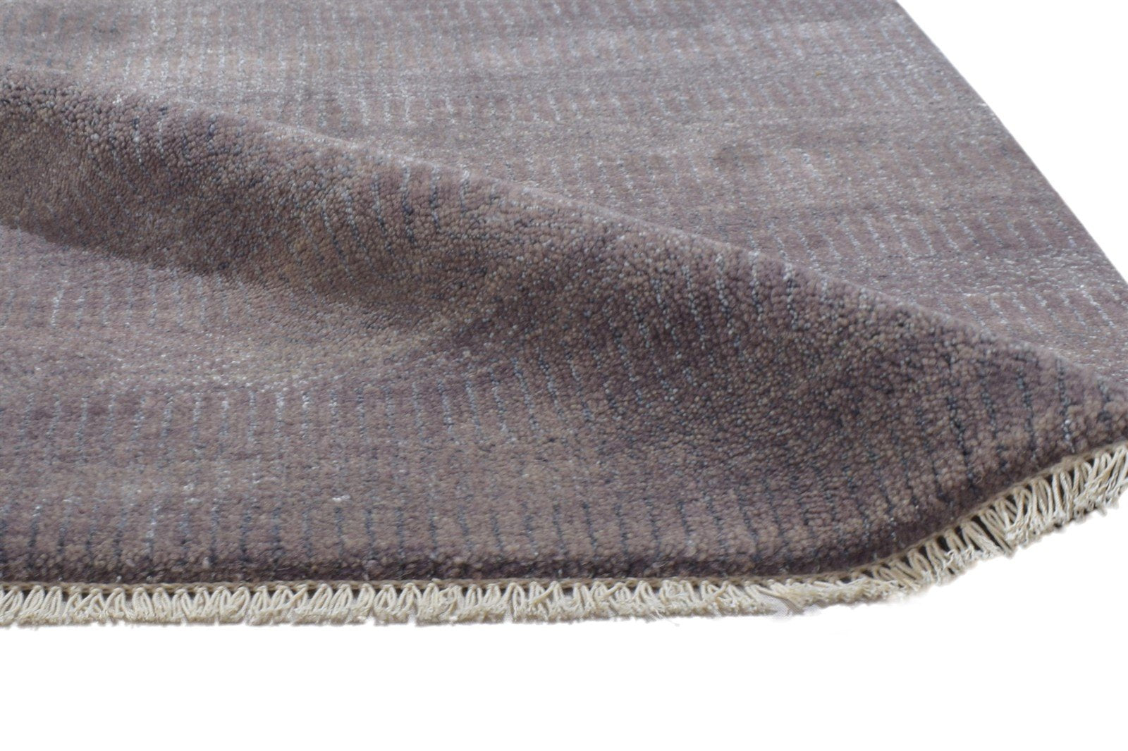 Hand Knotted Brown Wool / Silk Rug 2X3 Modern Scandinavian Grass Trellis Small 7864197709973