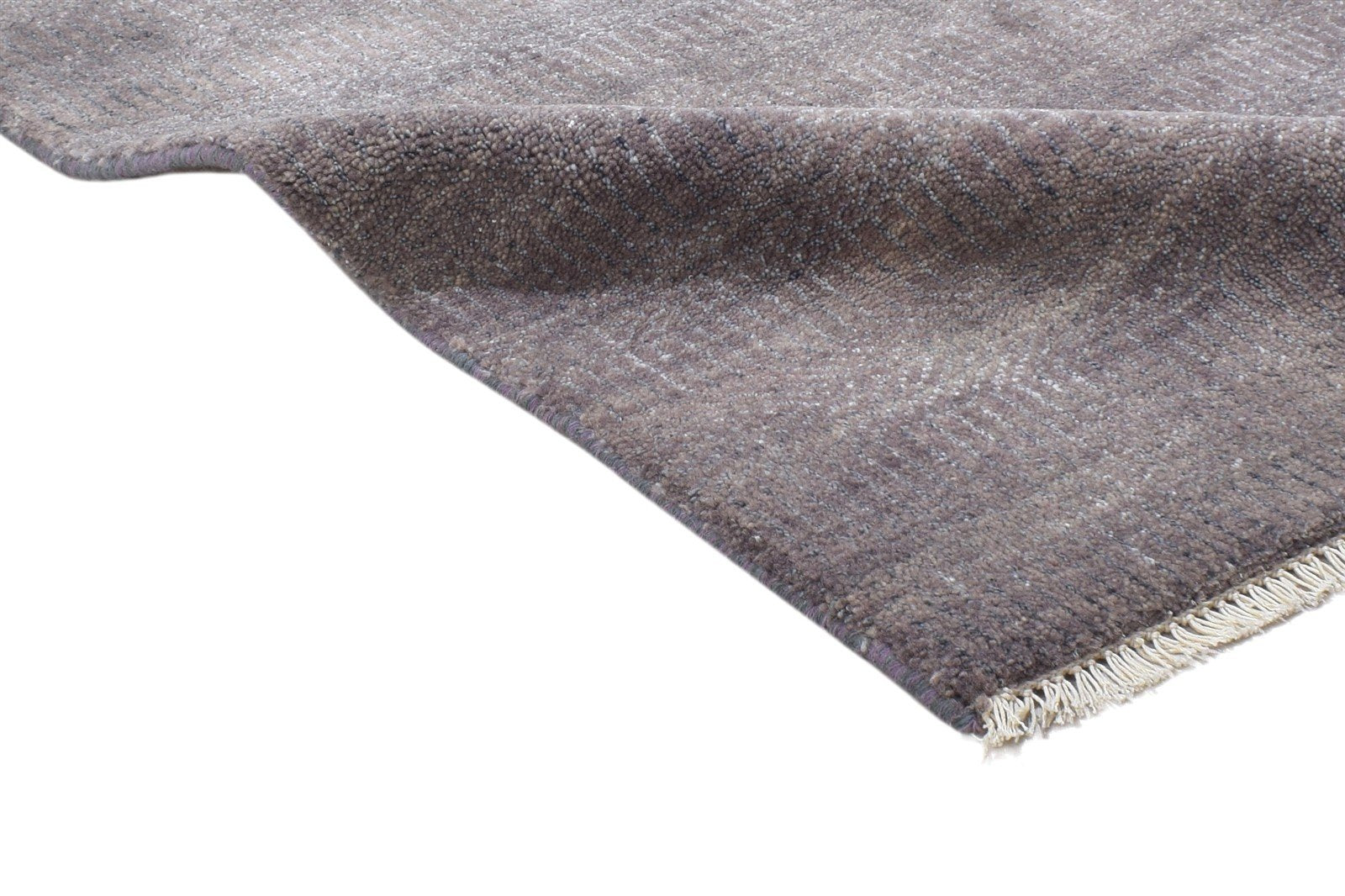 Hand Knotted Brown Wool / Silk Rug 2X3 Modern Scandinavian Grass Trellis Small 7864197709973