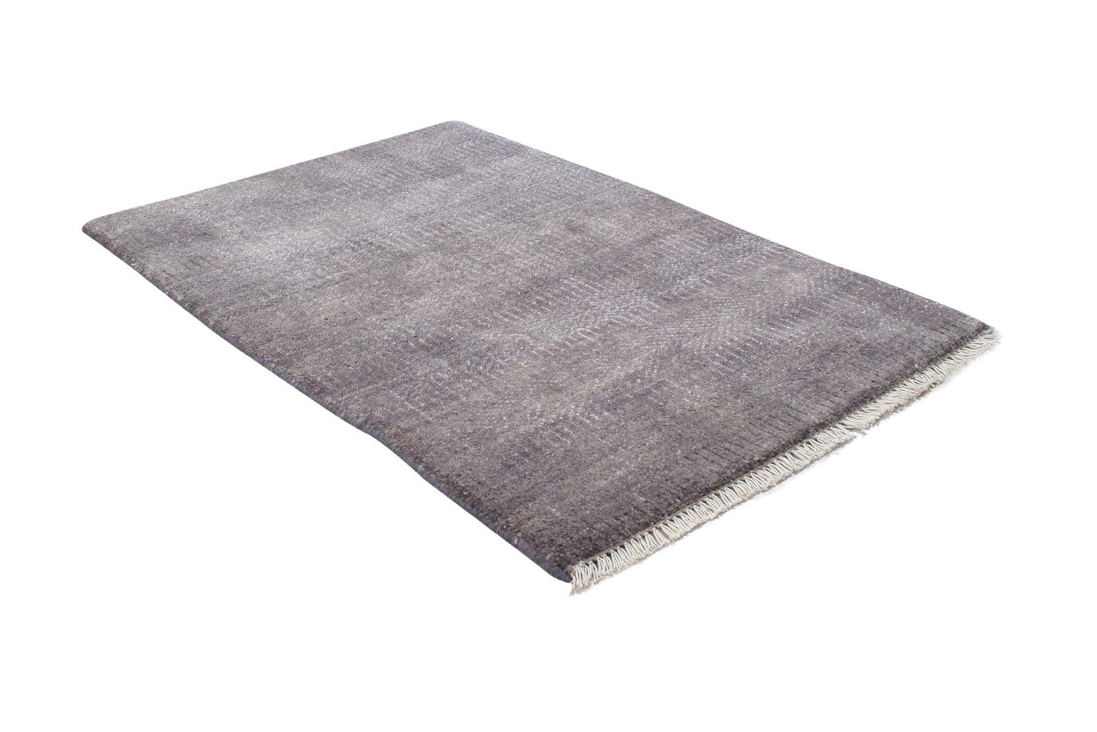 Hand Knotted Brown Wool / Silk Rug 2X3 Modern Scandinavian Grass Trellis Small 7864197709973