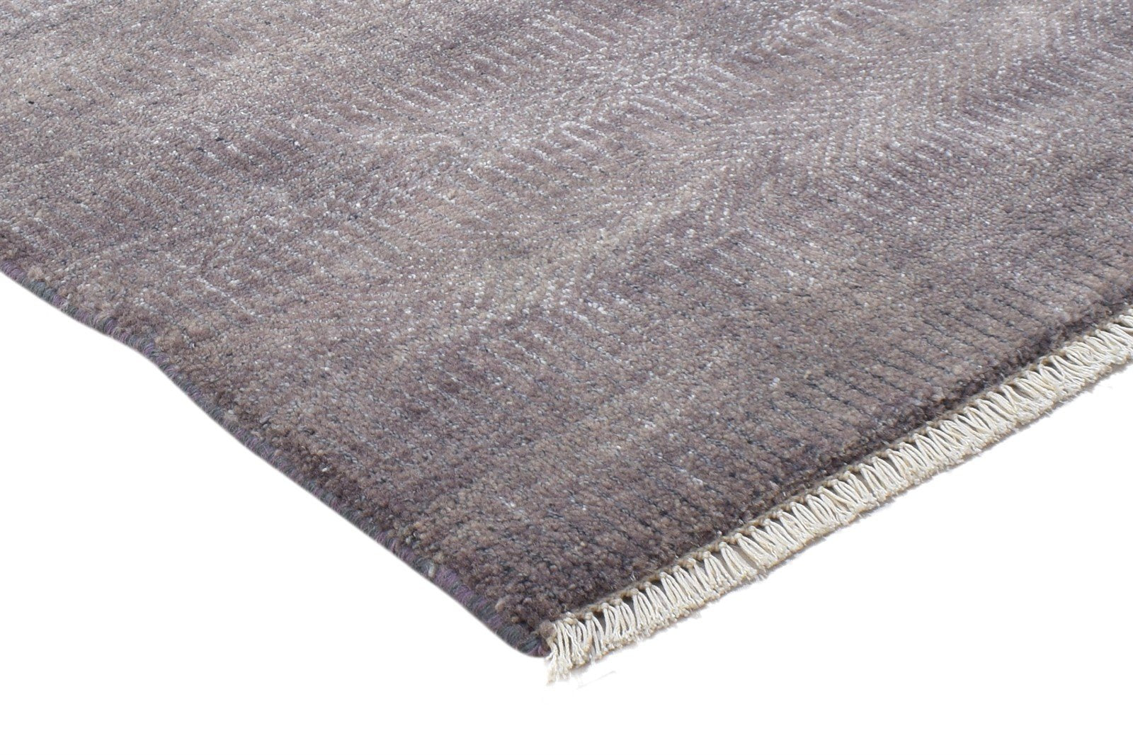 Hand Knotted Brown Wool / Silk Rug 2X3 Modern Scandinavian Grass Trellis Small 7864197709973