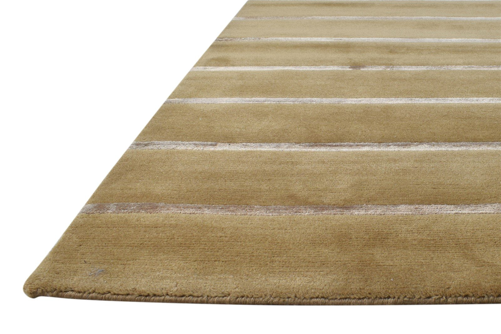 Hand Knotted Brown Wool / Silk Rug 4X6 Southwestern Gabbeh Striped Room Size 7865108791445
