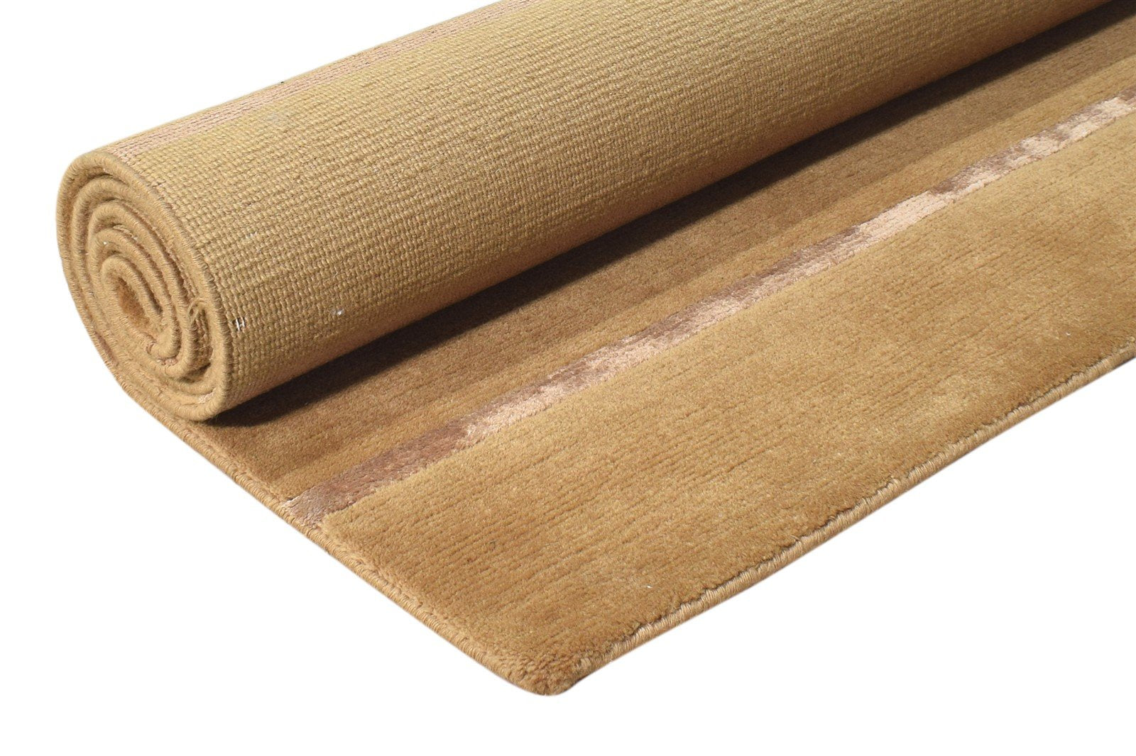 Hand Knotted Brown Wool / Silk Rug 4X6 Southwestern Gabbeh Striped Room Size 7865108791445
