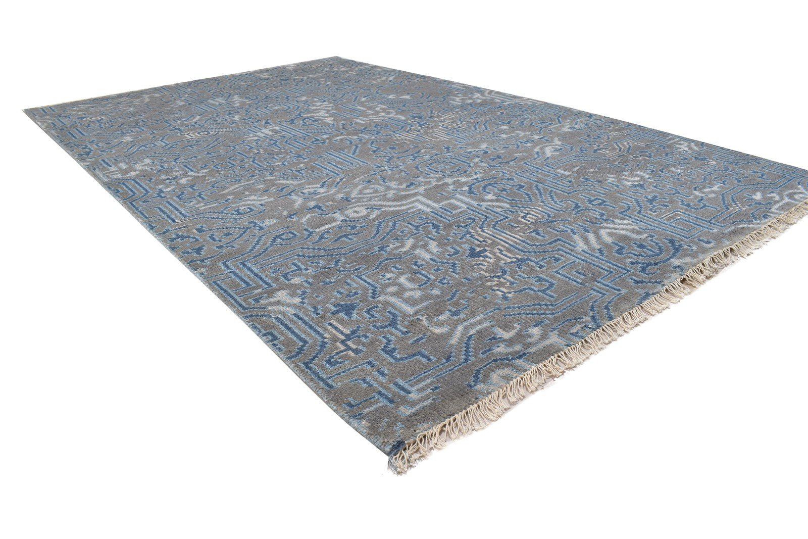 Hand Knotted Brown Wool / Silk Rug 5X8 Modern Indian Oriental Room Size Carpet 7864512544917