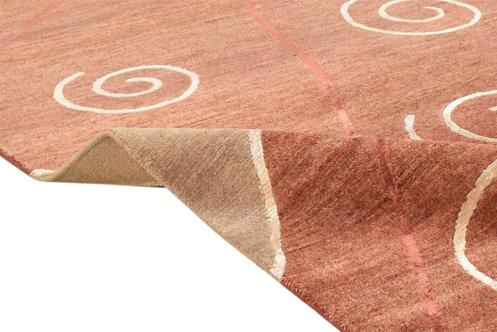 Hand Knotted Brown Wool / Silk Rug 6X8 Modern American Swirls Room Size Carpet 7865067733141
