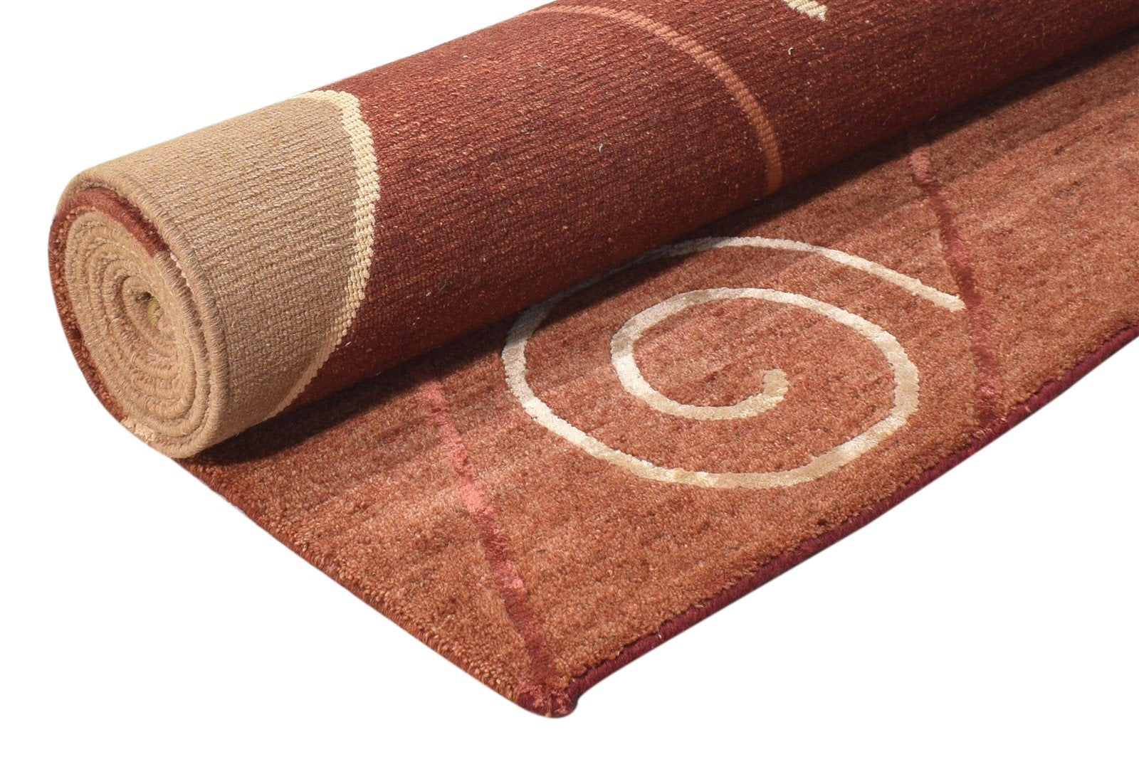 Hand Knotted Brown Wool / Silk Rug 6X8 Modern American Swirls Room Size Carpet 7865067733141