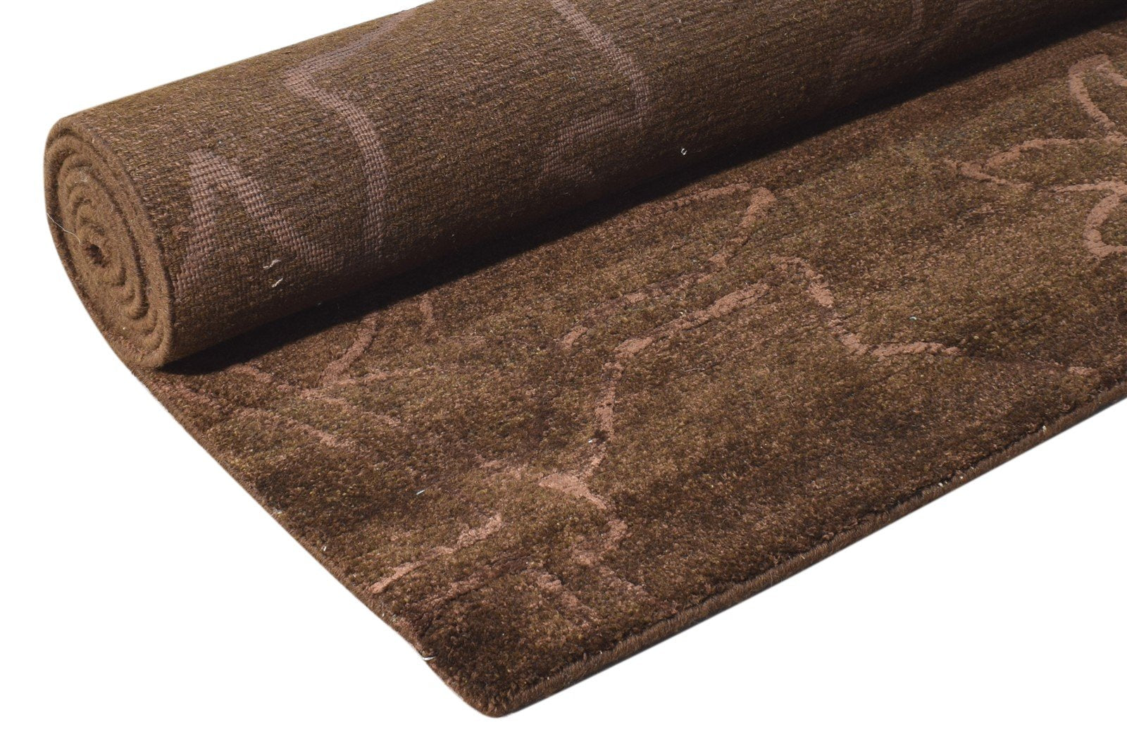 Hand Knotted Brown Wool / Silk Rug 6X8 Modern French Floral Room Size Carpet 7865095192725