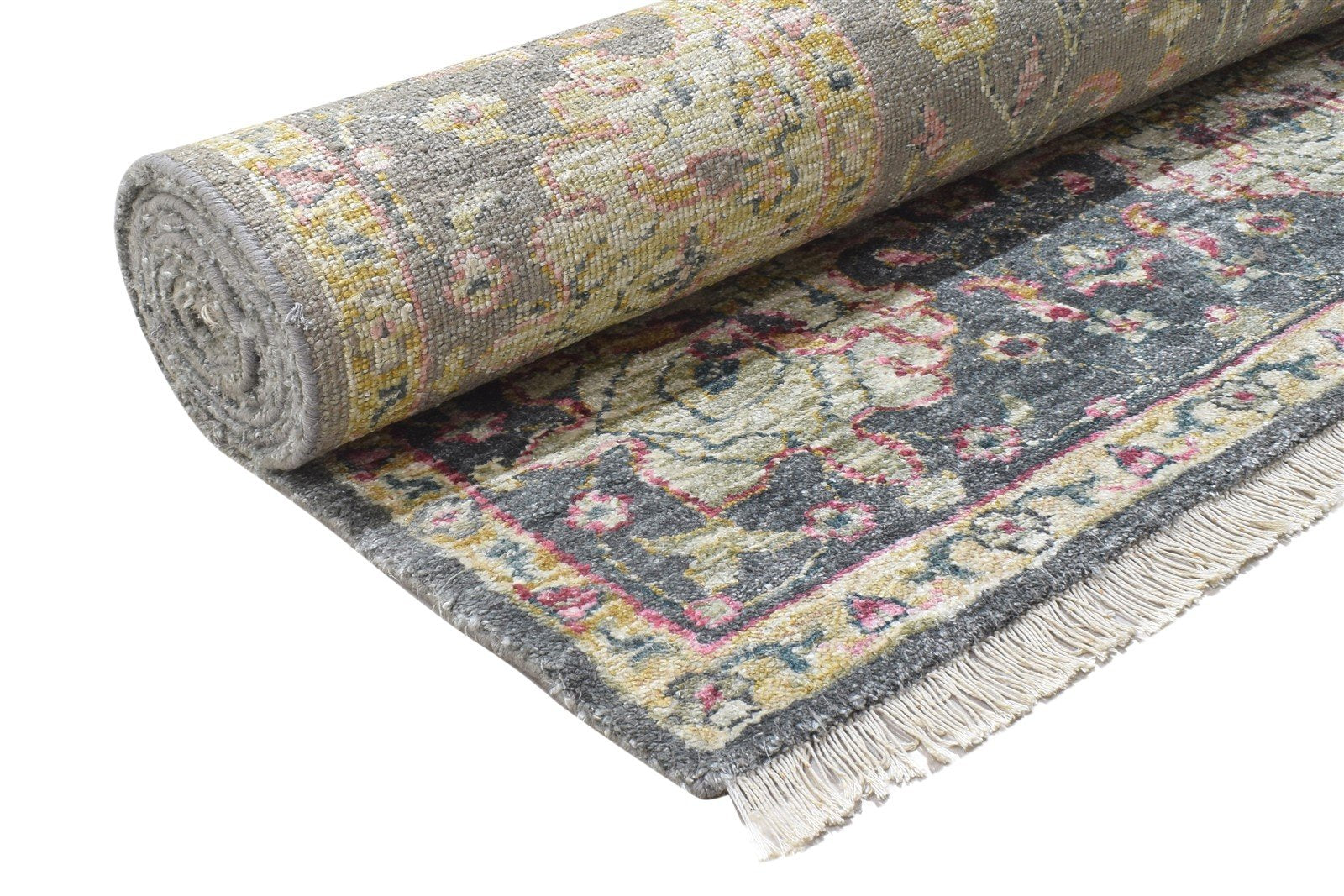 Marj Hand Knotted Charcoal Silk Rug 8' X 10' Modern Bohemian Oriental 7864103239829