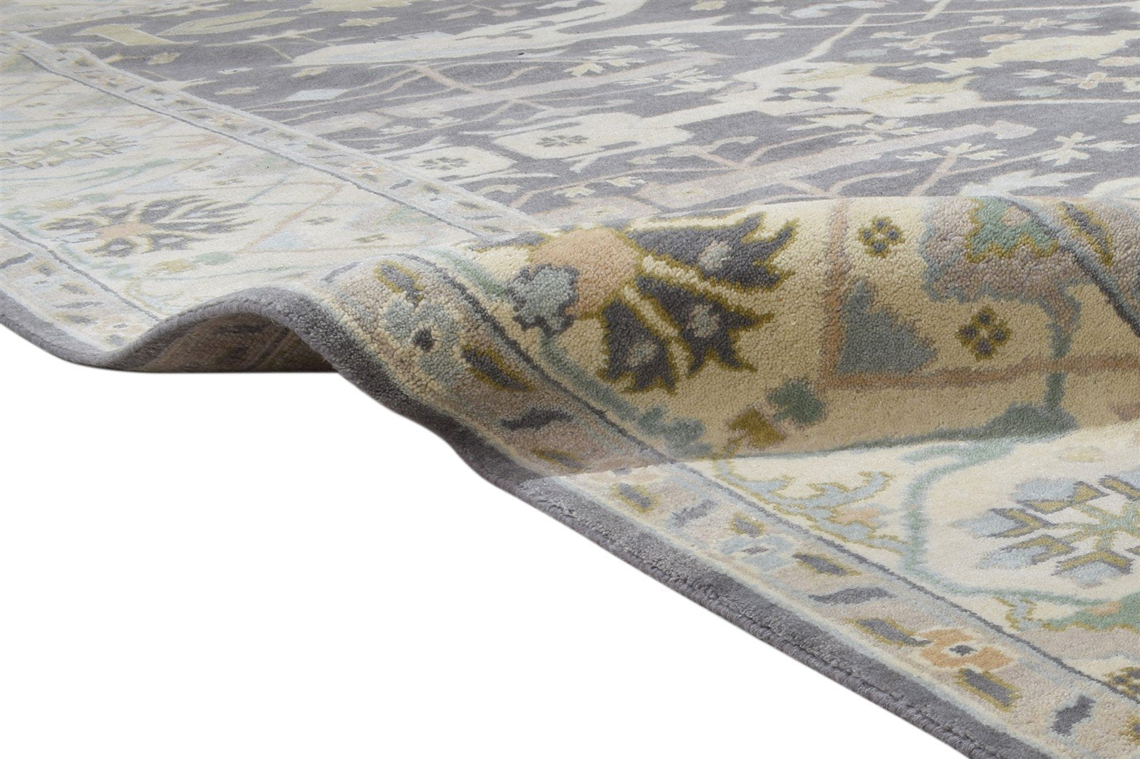 Hand Knotted Charcoal Wool Rug 10X14 Persian Oushak Oriental Extra Large Carpet 7864221237397