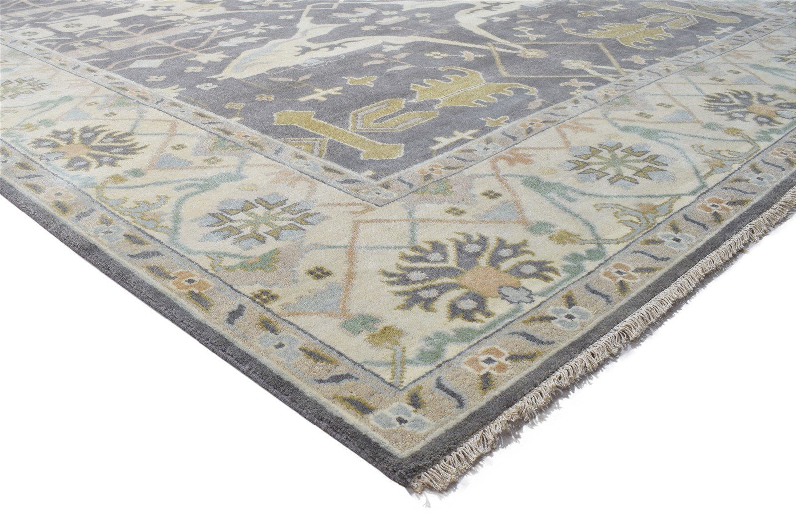Hand Knotted Charcoal Wool Rug 10X14 Persian Oushak Oriental Extra Large Carpet 7864221237397