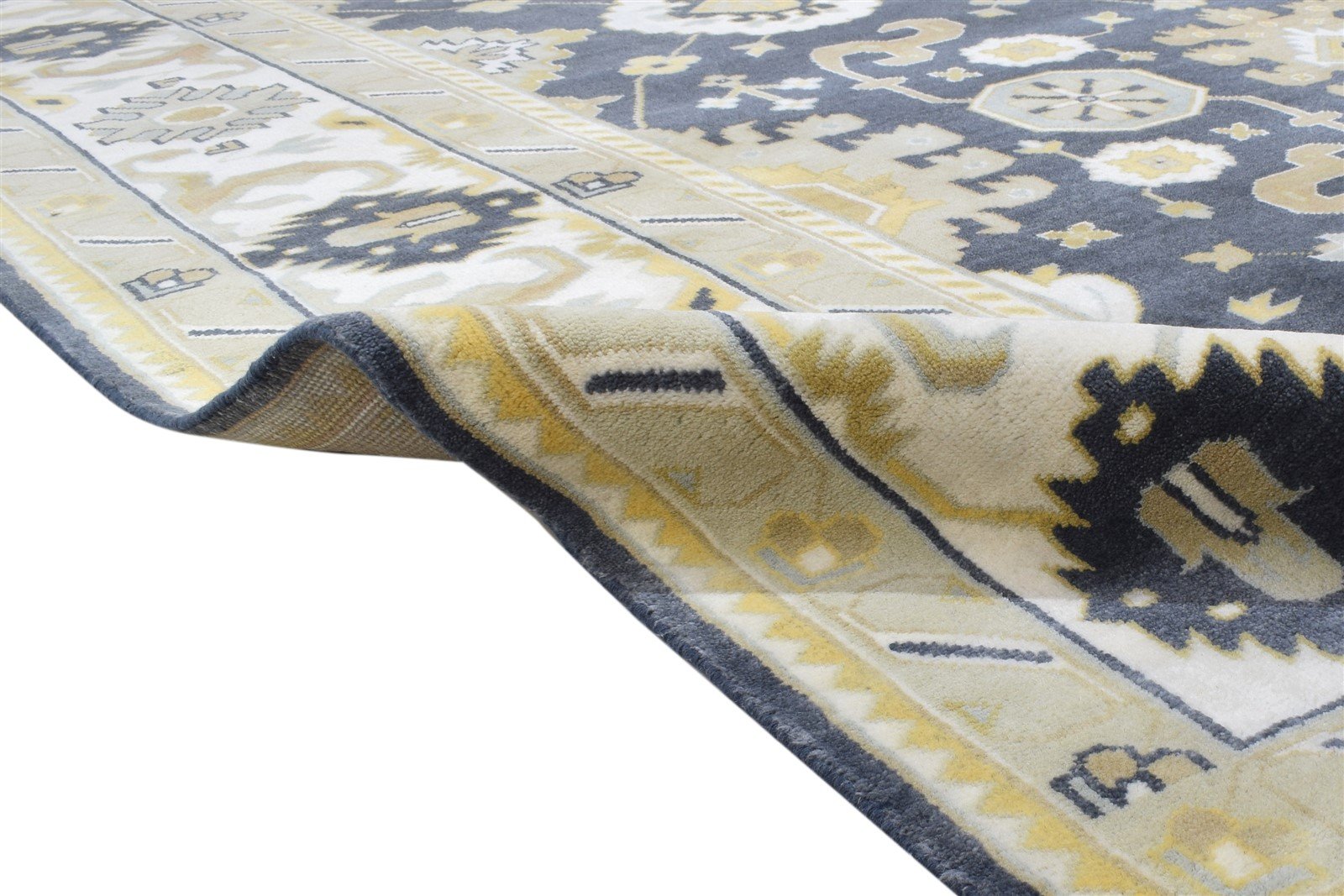 Hand Knotted Charcoal Wool Rug 10X14 Persien Oushak Oriental Extra Large Carpet 7864327307413