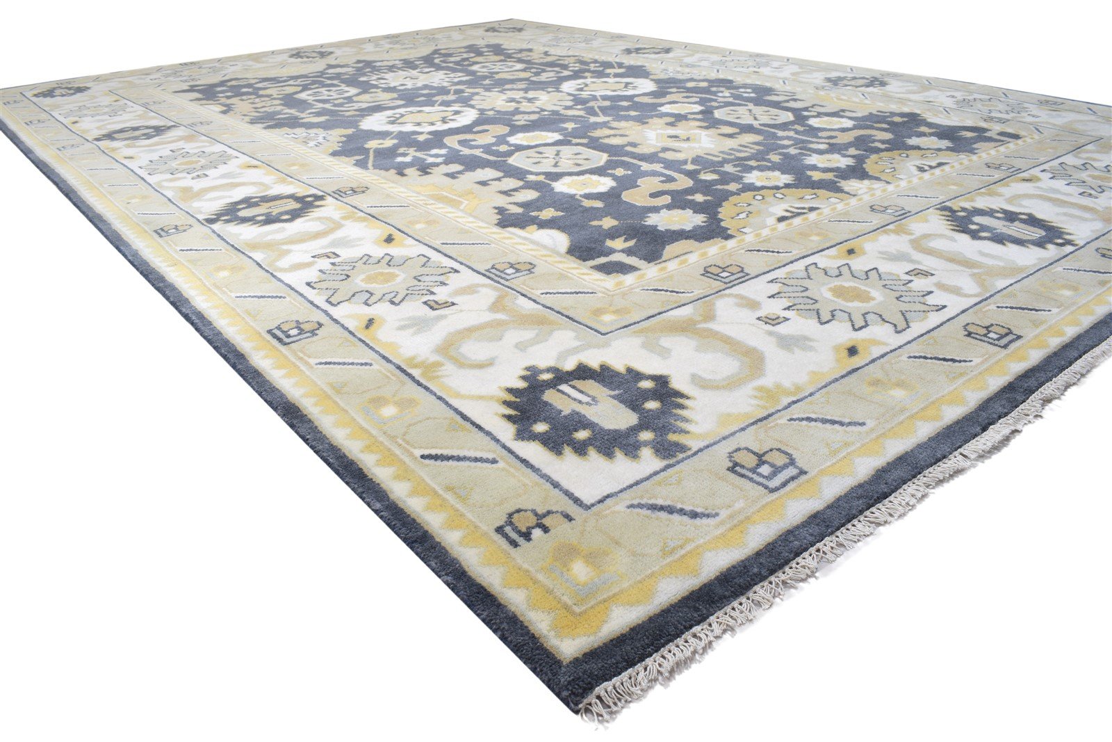 Hand Knotted Charcoal Wool Rug 10X14 Persien Oushak Oriental Extra Large Carpet 7864327307413