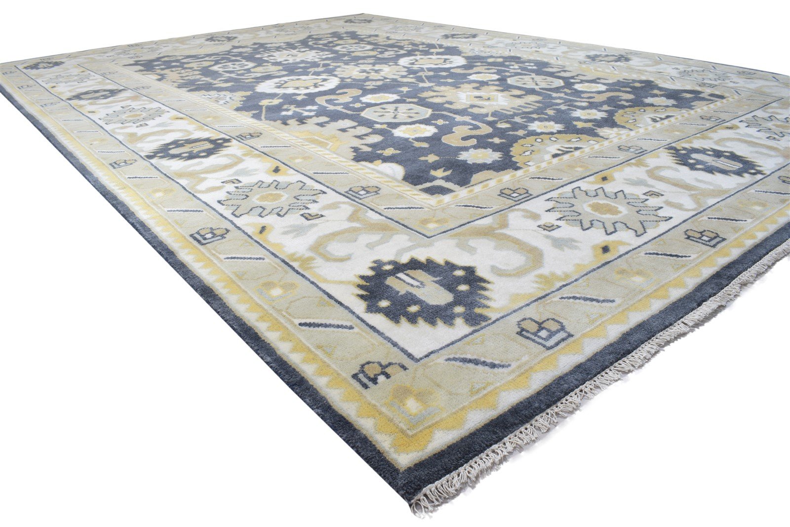 Hand Knotted Charcoal Wool Rug 10X14 Persien Oushak Oriental Extra Large Carpet 7864327307413