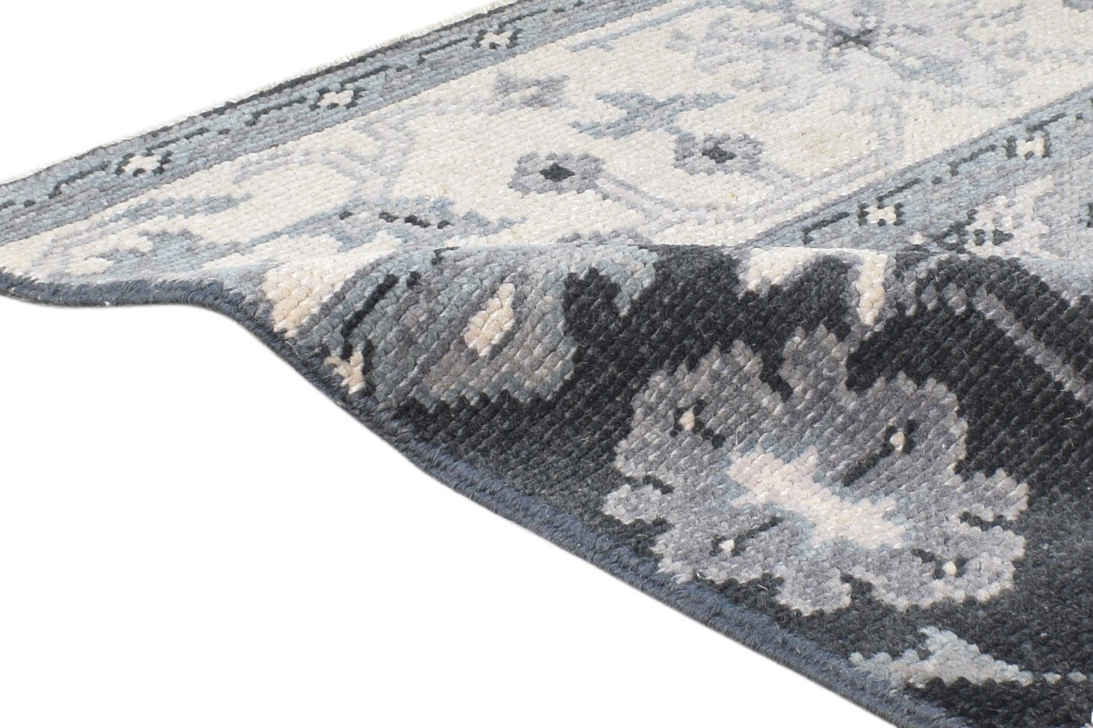 Hand Knotted Charcoal Wool Rug 2' X 2' Persian Oushak Oriental Small Carpet 7865151193237