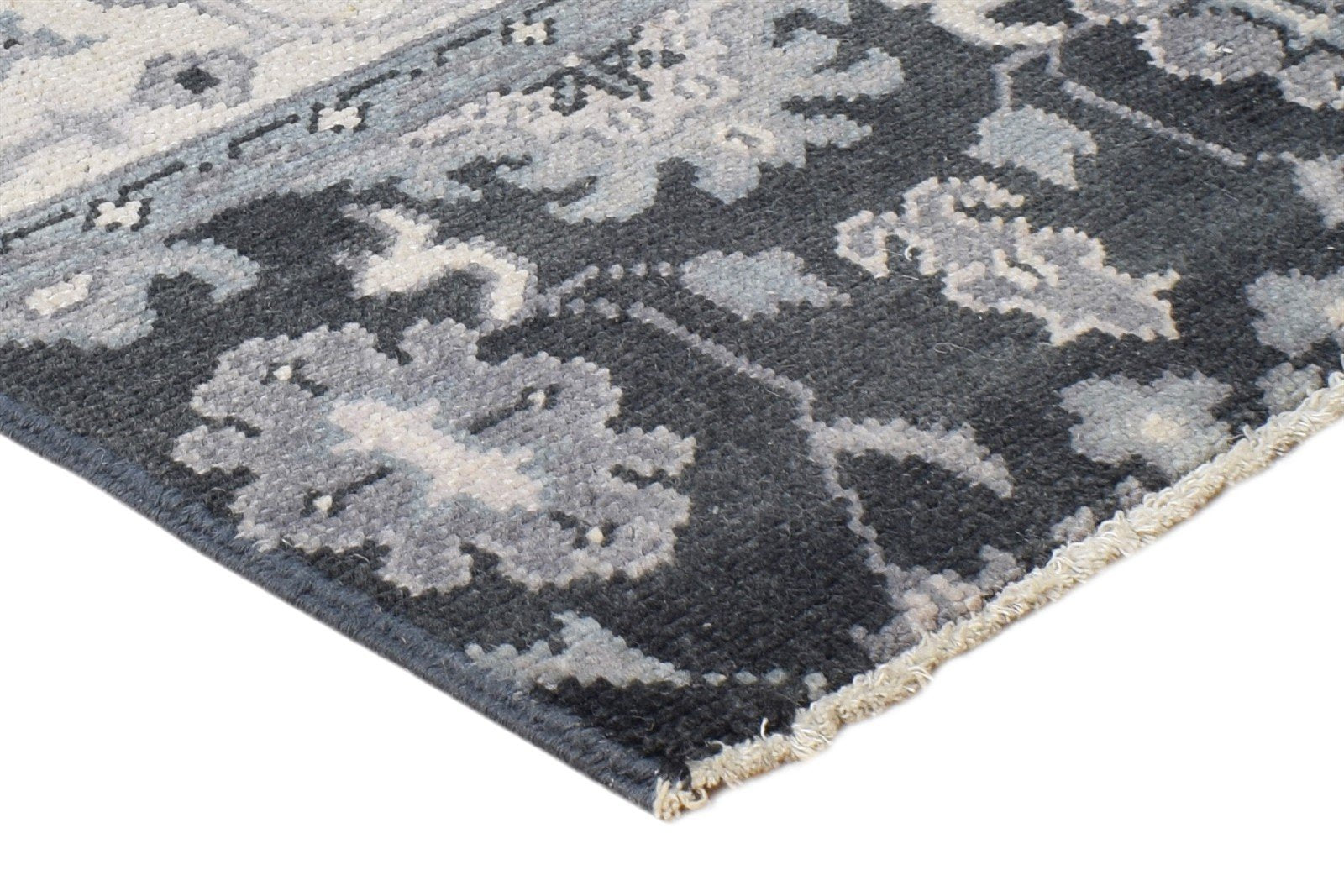 Hand Knotted Charcoal Wool Rug 2' X 2' Persian Oushak Oriental Small Carpet 7865151193237
