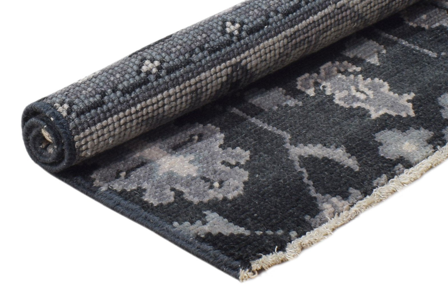 Hand Knotted Charcoal Wool Rug 2' X 2' Persian Oushak Oriental Small Carpet 7865151193237