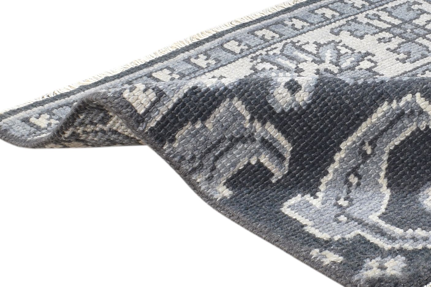 Hand Knotted Charcoal Wool Rug 2' X 2' Persian Oushak Oriental Small Carpet 7865151848597