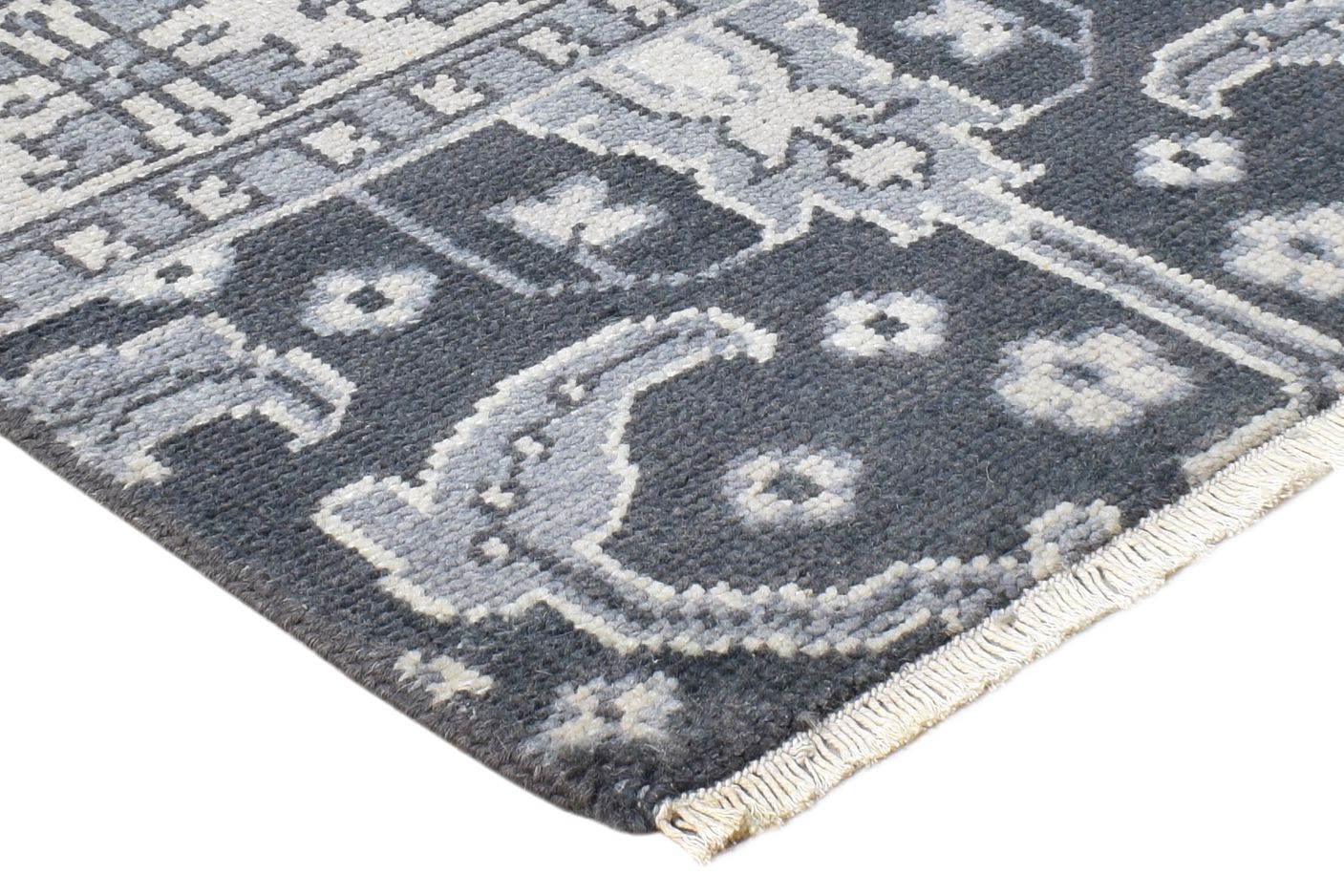 Hand Knotted Charcoal Wool Rug 2' X 2' Persian Oushak Oriental Small Carpet 7865151848597