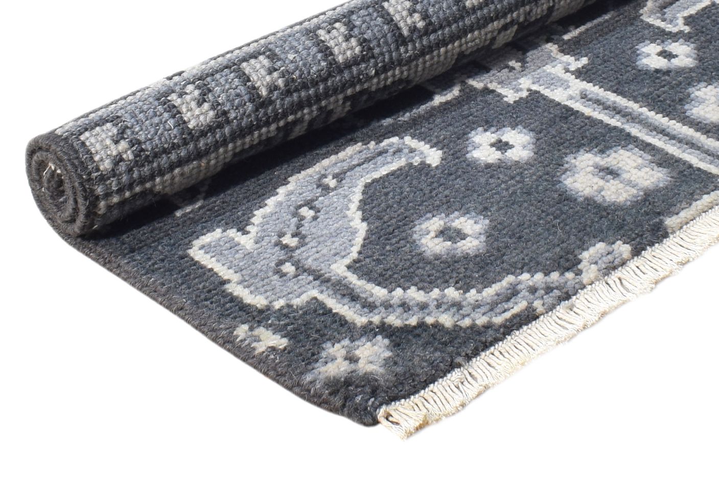 Hand Knotted Charcoal Wool Rug 2' X 2' Persian Oushak Oriental Small Carpet 7865151848597