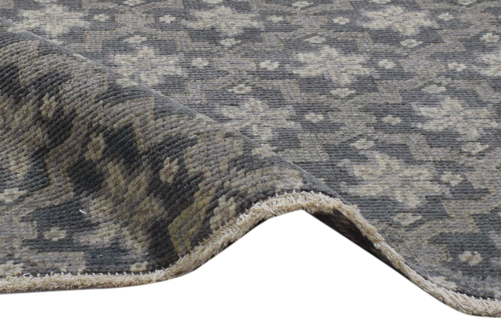 Hand Knotted Charcoal Wool Rug 2' X 3' Modern Moroccan Trellis Small Carpet 7864086921365