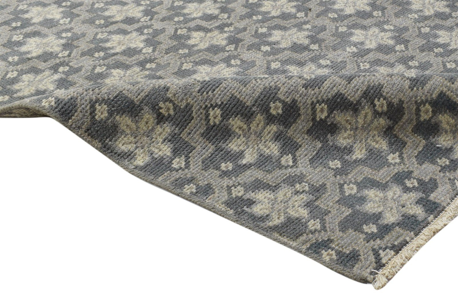 Hand Knotted Charcoal Wool Rug 2' X 3' Modern Moroccan Trellis Small Carpet 7864086921365