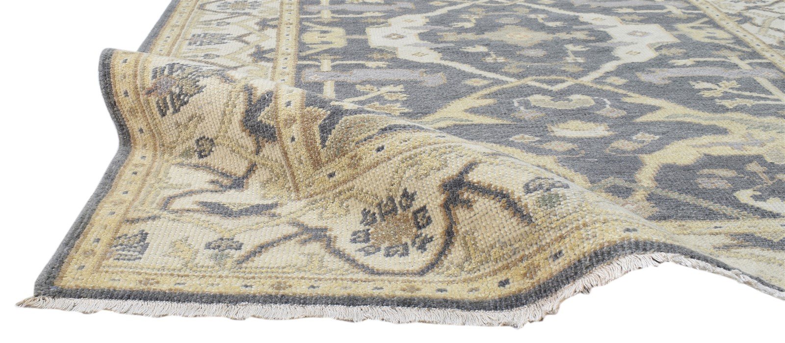 Hand Knotted Charcoal Wool Rug 4' X 6' Persian Oushak Oriental Room Size Carpet 7864092197013
