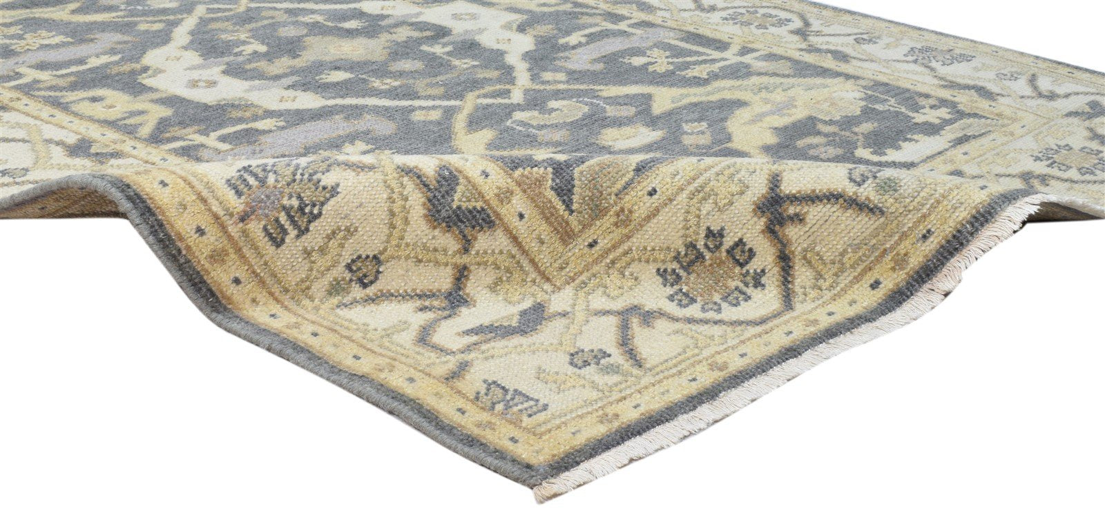 Hand Knotted Charcoal Wool Rug 4' X 6' Persian Oushak Oriental Room Size Carpet 7864092197013
