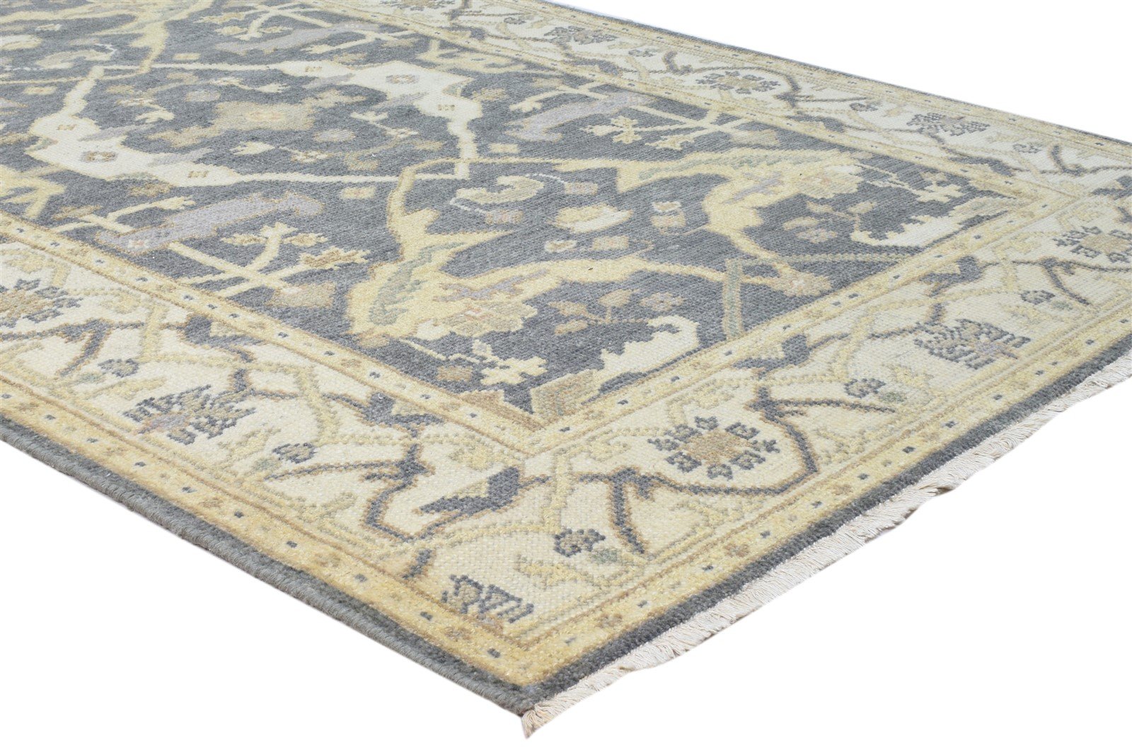 Hand Knotted Charcoal Wool Rug 4' X 6' Persian Oushak Oriental Room Size Carpet 7864092197013