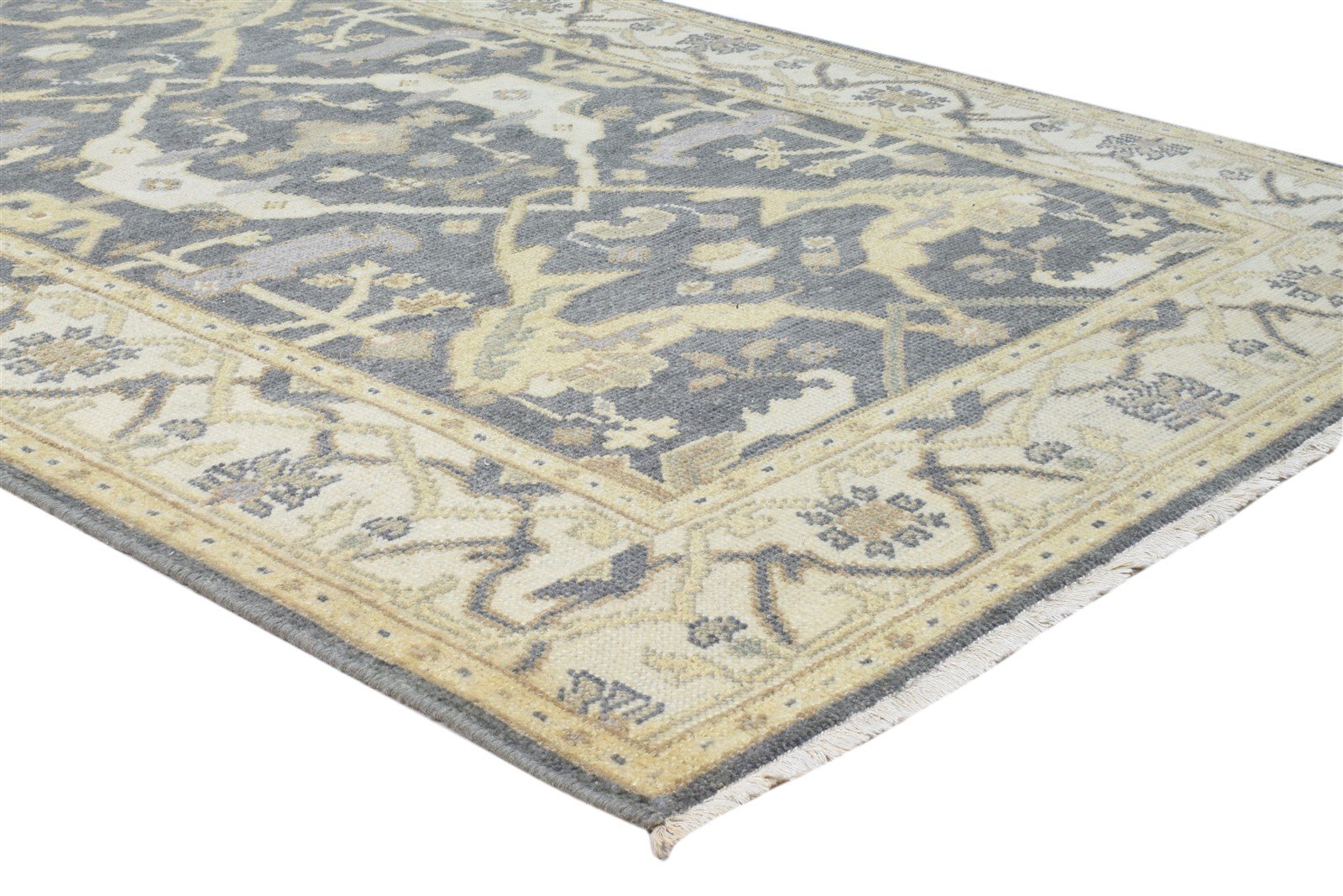 Hand Knotted Charcoal Wool Rug 4' X 6' Persian Oushak Oriental Room Size Carpet 7864092197013