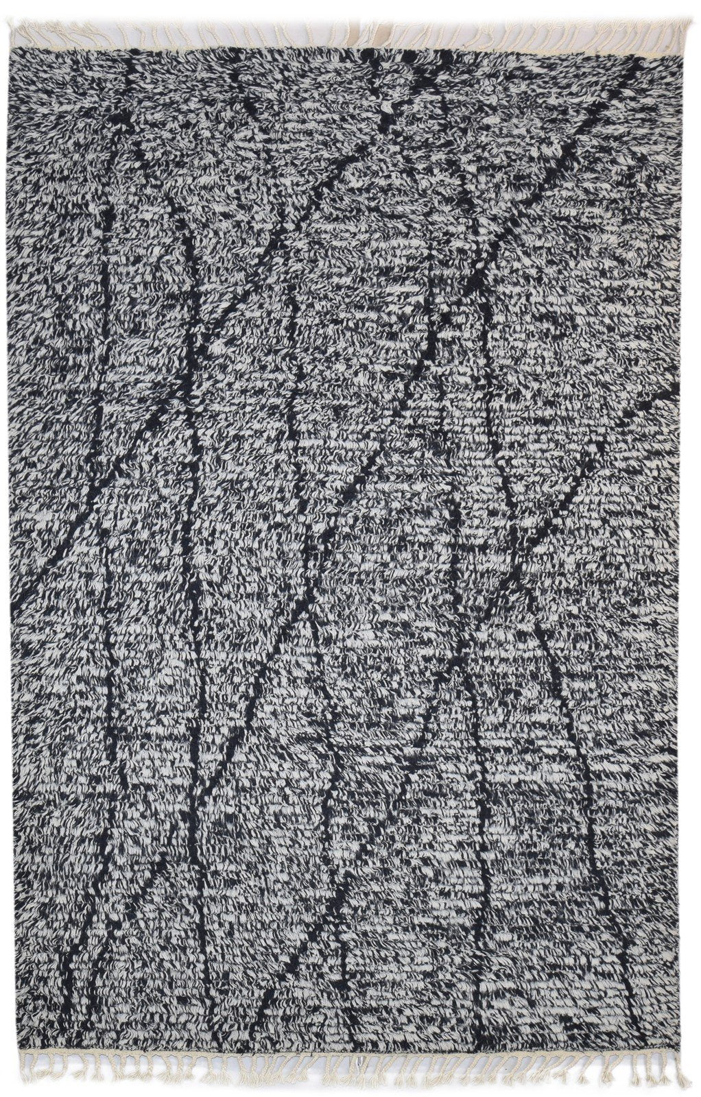Hand Knotted Charcoal Wool Rug 5' X 8' Modern Moroccan Abstract Room Size Carpet 7864313249941