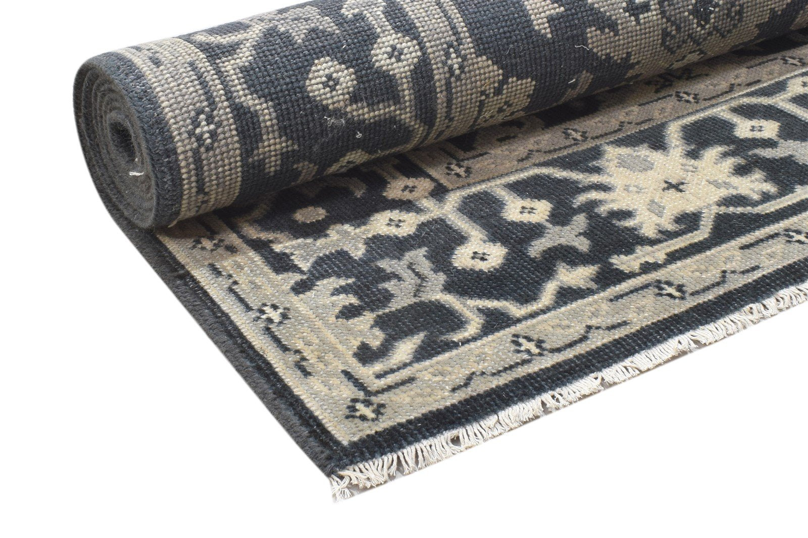 Hand Knotted Charcoal Wool Rug 6' X 9' Persian Oushak Oriental Room Size Carpet 7864103895189