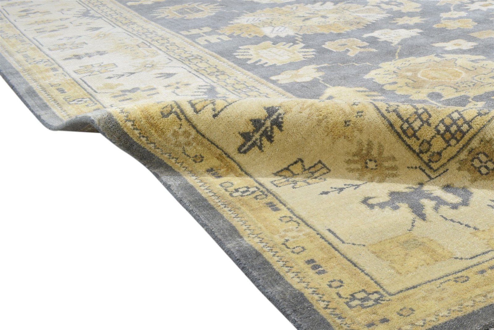 Hand Knotted Charcoal Wool Rug 9X12 Persian Oushak Oriental Extra Large Carpet 7864186175637