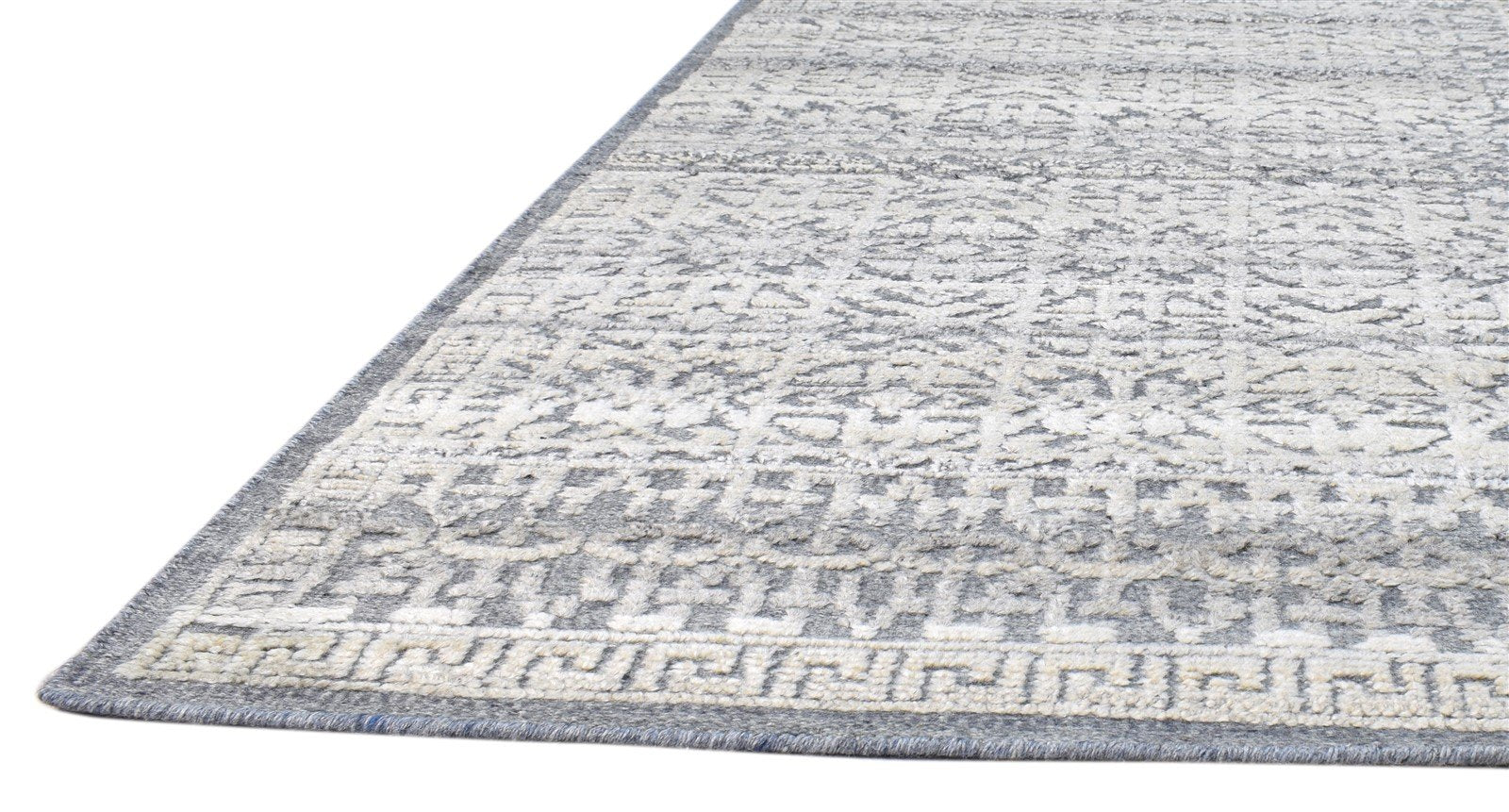 Hand Knotted Charcoal Wool Silk Rug 5X8 Modern Scandinavian Floral Room Size 7860678492309