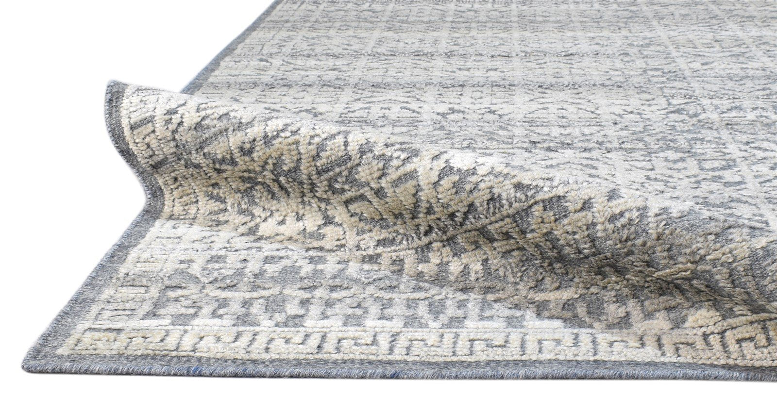 Hand Knotted Charcoal Wool Silk Rug 5X8 Modern Scandinavian Floral Room Size 7860678492309