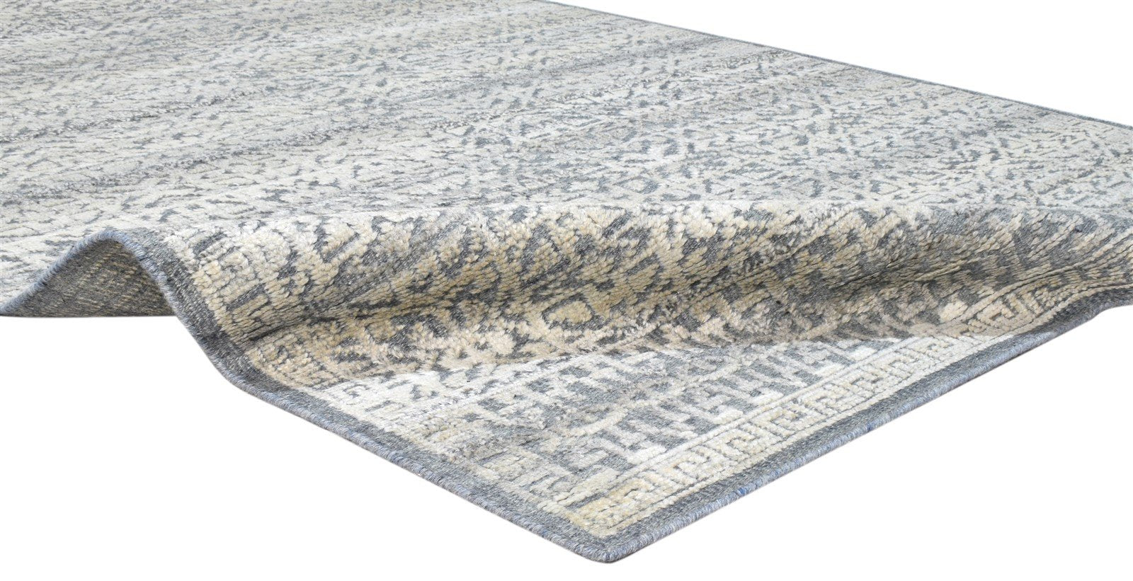 Hand Knotted Charcoal Wool Silk Rug 5X8 Modern Scandinavian Floral Room Size 7860678492309