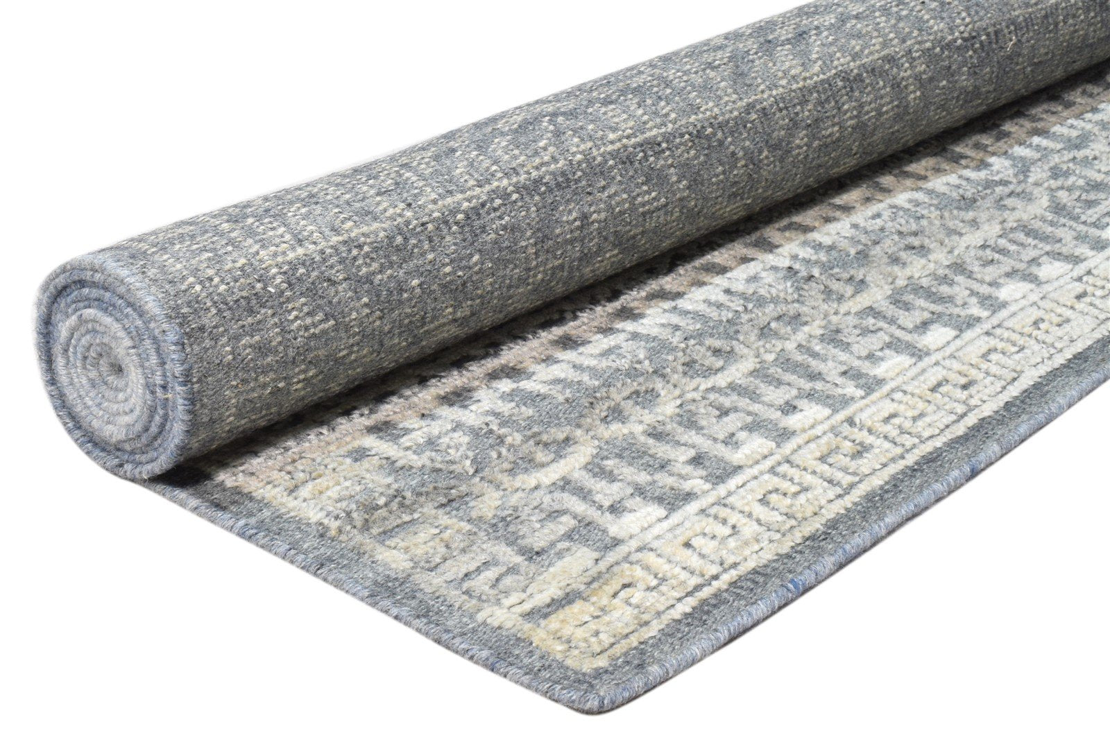 Hand Knotted Charcoal Wool Silk Rug 5X8 Modern Scandinavian Floral Room Size 7860678492309