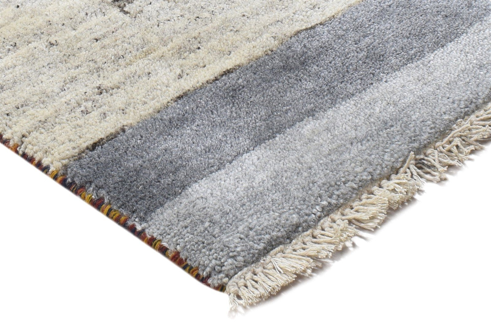 Hand Knotted Cream Wool Rug 1' X 2' Persian Gabbeh Southwestern Small Carpet 7864825708693