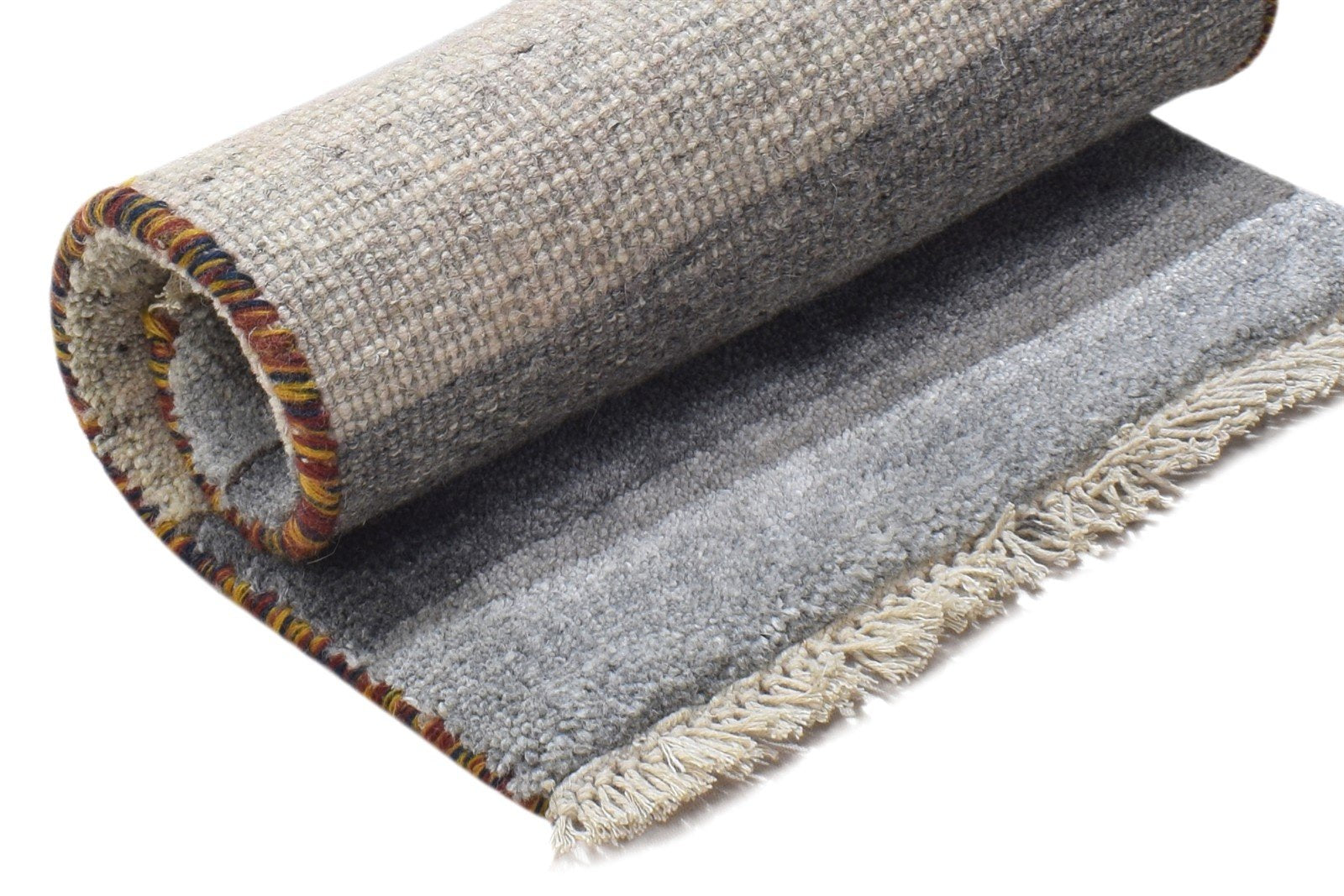 Hand Knotted Cream Wool Rug 1' X 2' Persian Gabbeh Southwestern Small Carpet 7864825708693