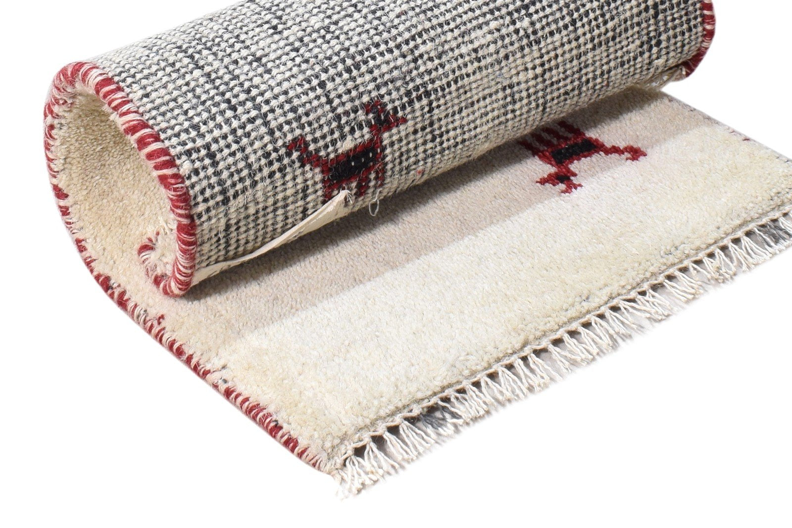 Roxanna Hand Knotted Cream Wool Rug 1' X 2' Southwestern Gabbeh Tribal 7865098731669