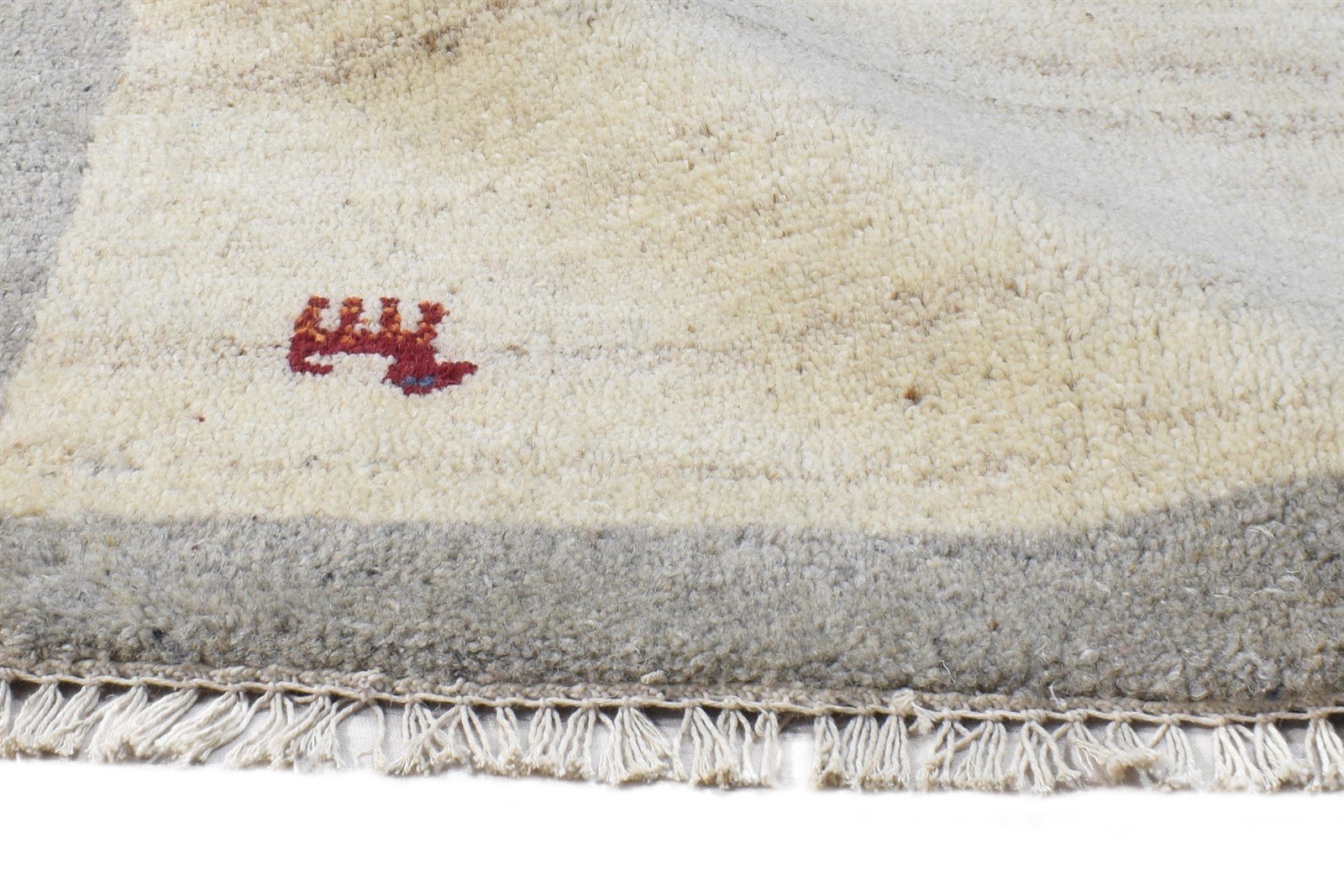 Hand Knotted Cream Wool Rug 2' X 3' Modern Scandinavian Bordered Small Carpet 7865063702677