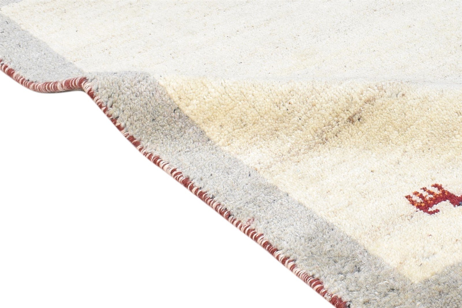 Hand Knotted Cream Wool Rug 2' X 3' Modern Scandinavian Bordered Small Carpet 7865063702677