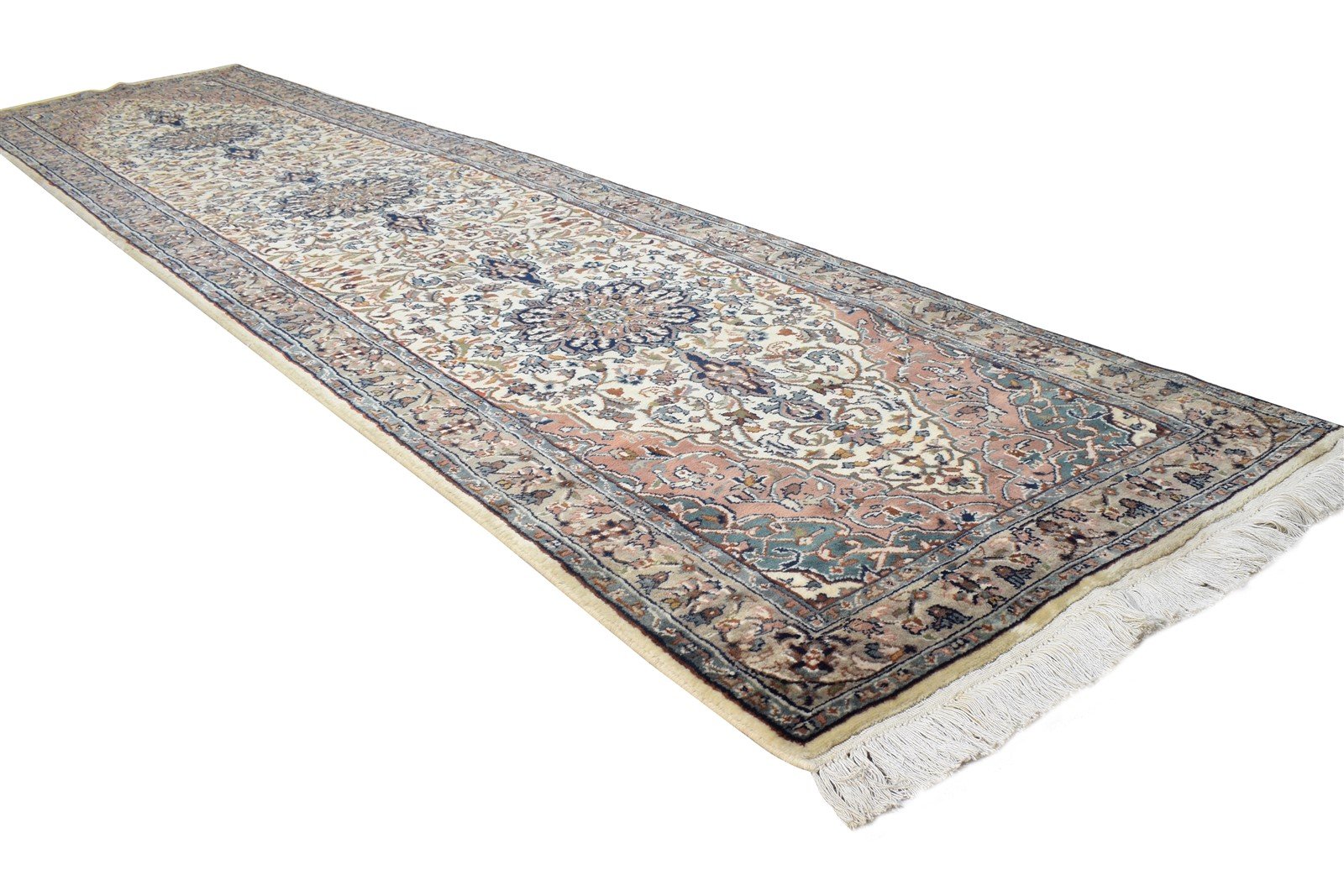 Hand Knotted Cream Wool Rug 3' X 11' Persian Tabriz Oriental Small Runner 7864680153237
