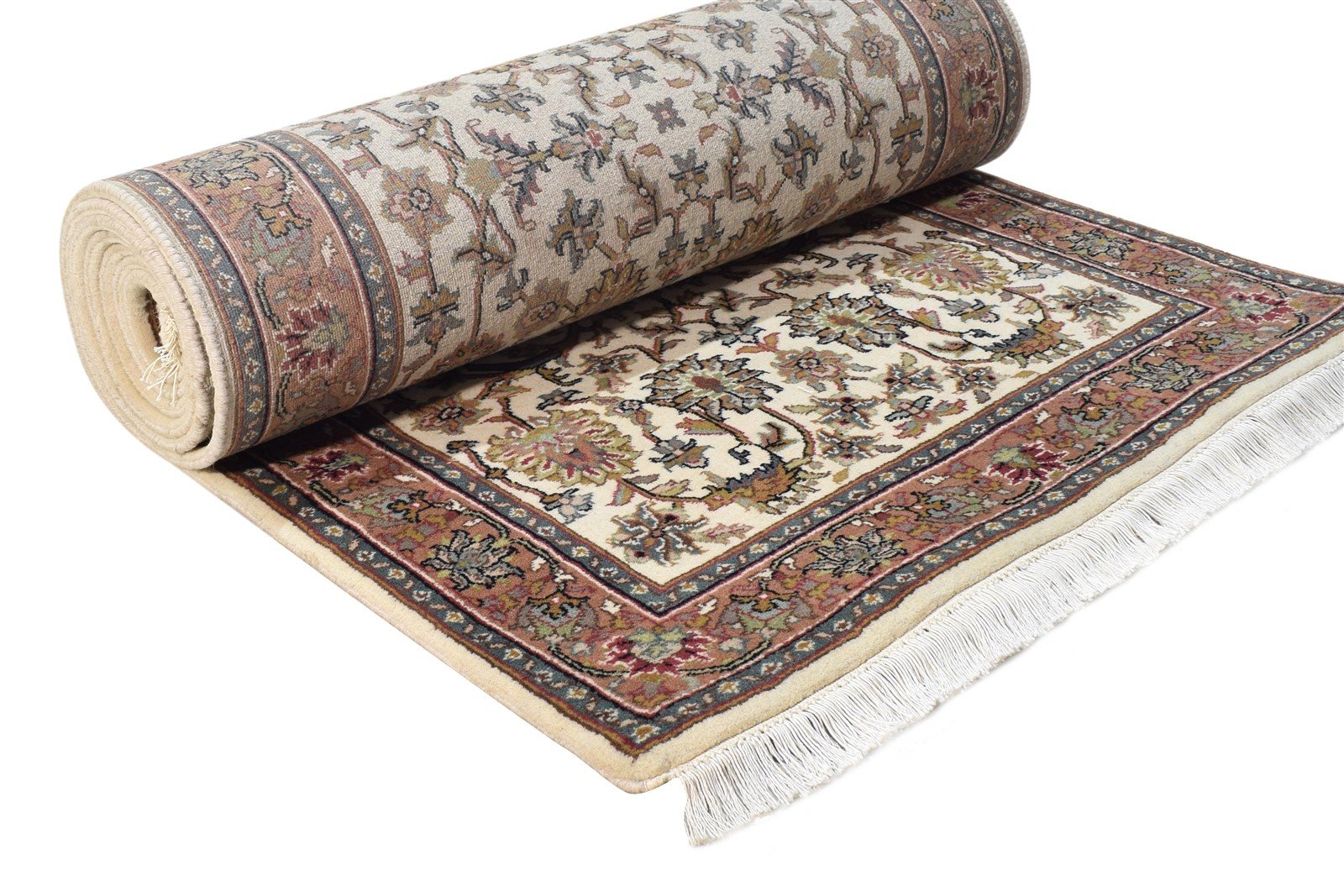 Hand Knotted Cream Wool Rug 3' X 12' Persian Kashan Oriental Small Runner 7865142313109
