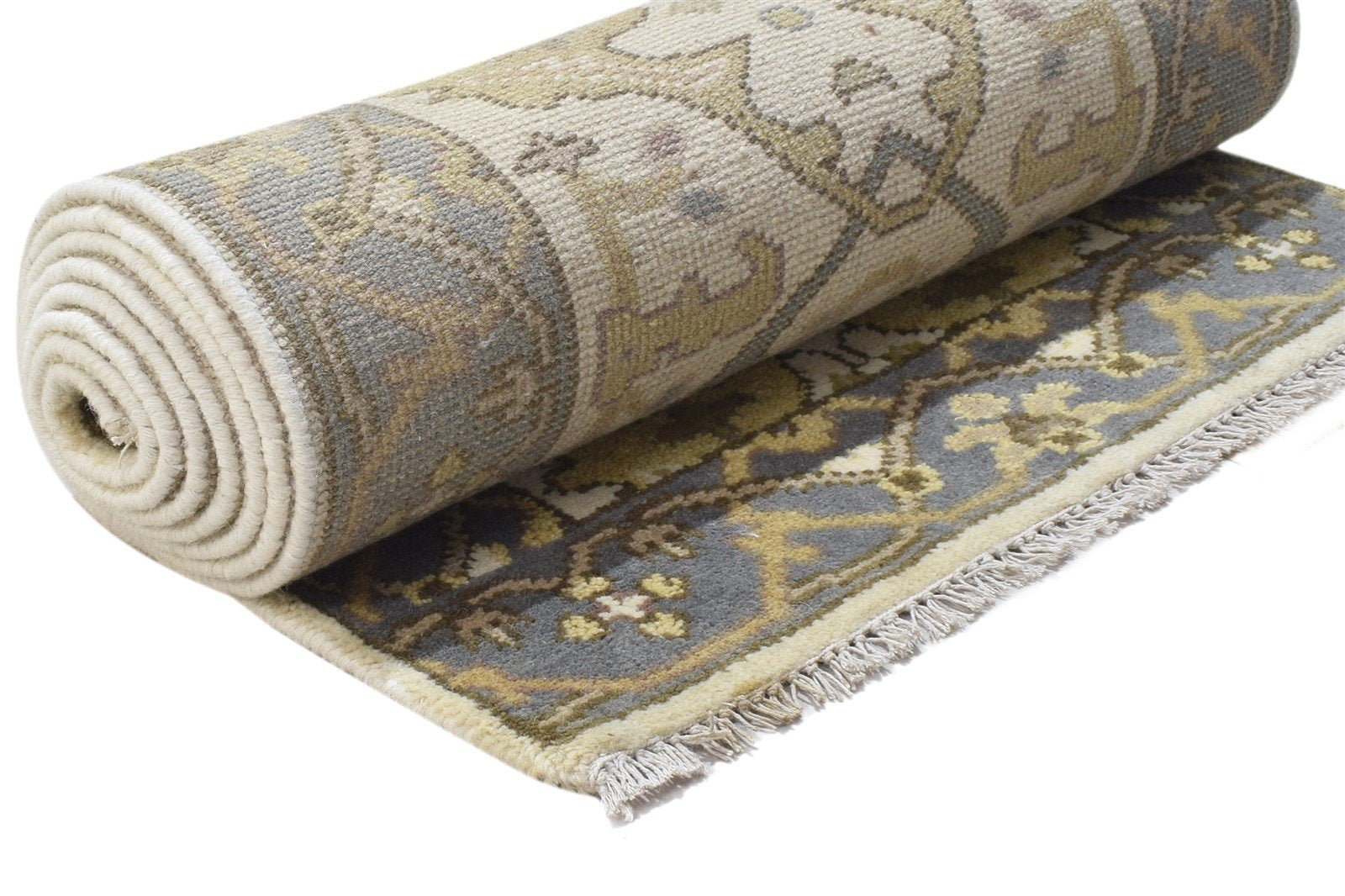 Hand Knotted Cream Wool Rug 3' X 12' Persian Oushak Oriental Small Runner 7864831803541