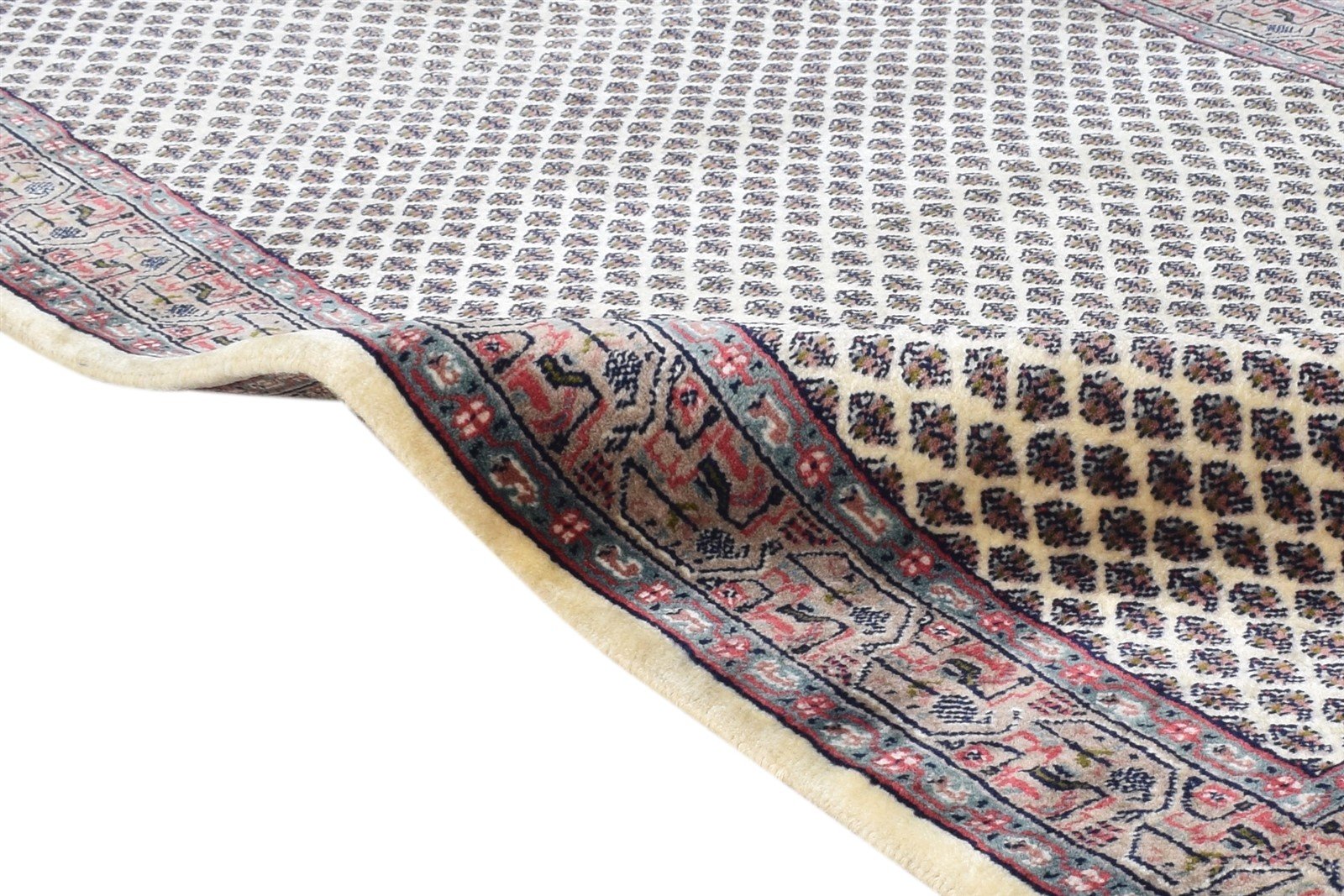 Hand Knotted Cream Wool Rug 3' X 8' Persian Qum Oriental Small Runner 7864680317077