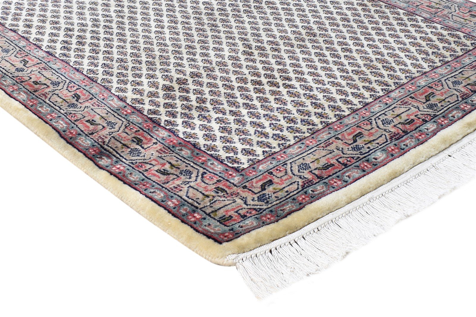 Hand Knotted Cream Wool Rug 3' X 8' Persian Qum Oriental Small Runner 7864680317077
