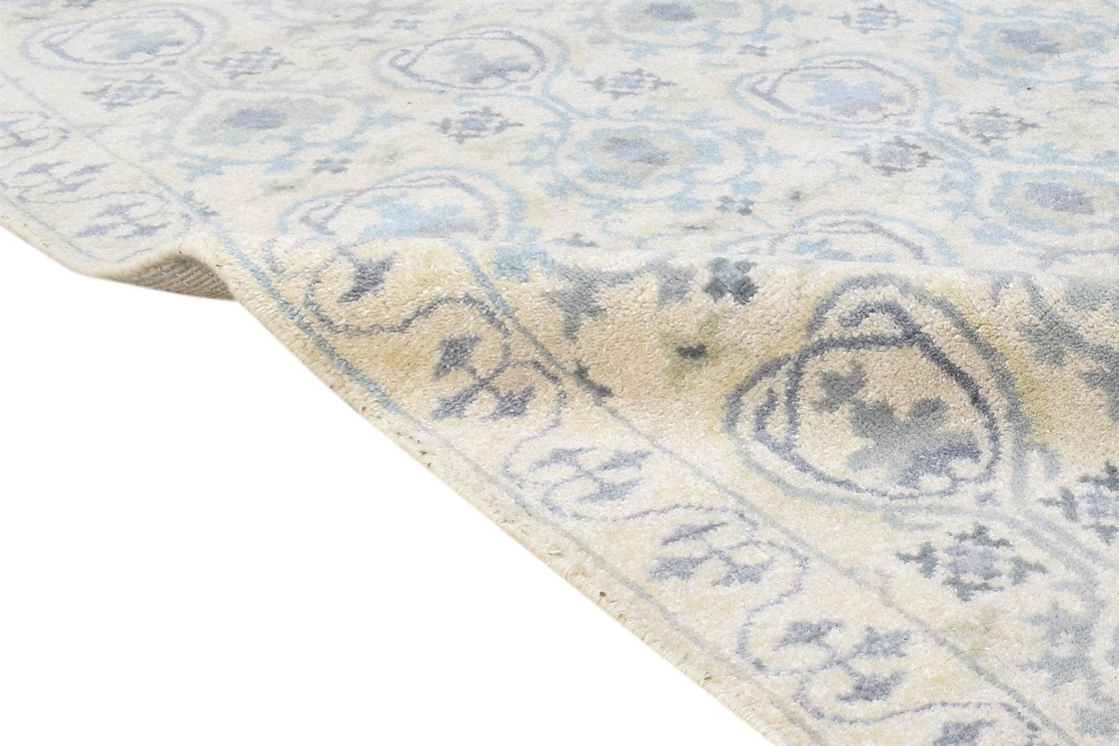 Hand Knotted Cream Wool Rug 4' X 6' Persian Kashan Oriental Room Size Carpet 7865115312277